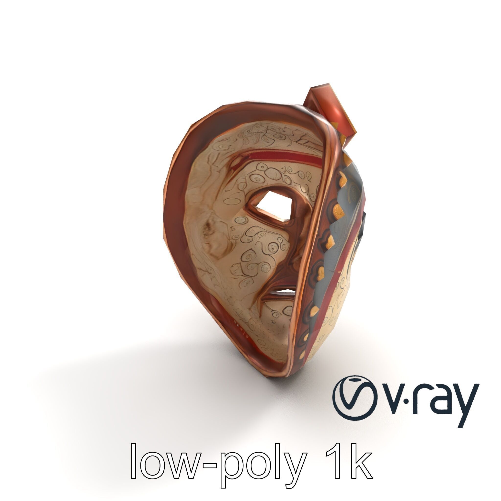 Ceremonial Mask Ancient Ritual model pack Low-poly 3D model_8