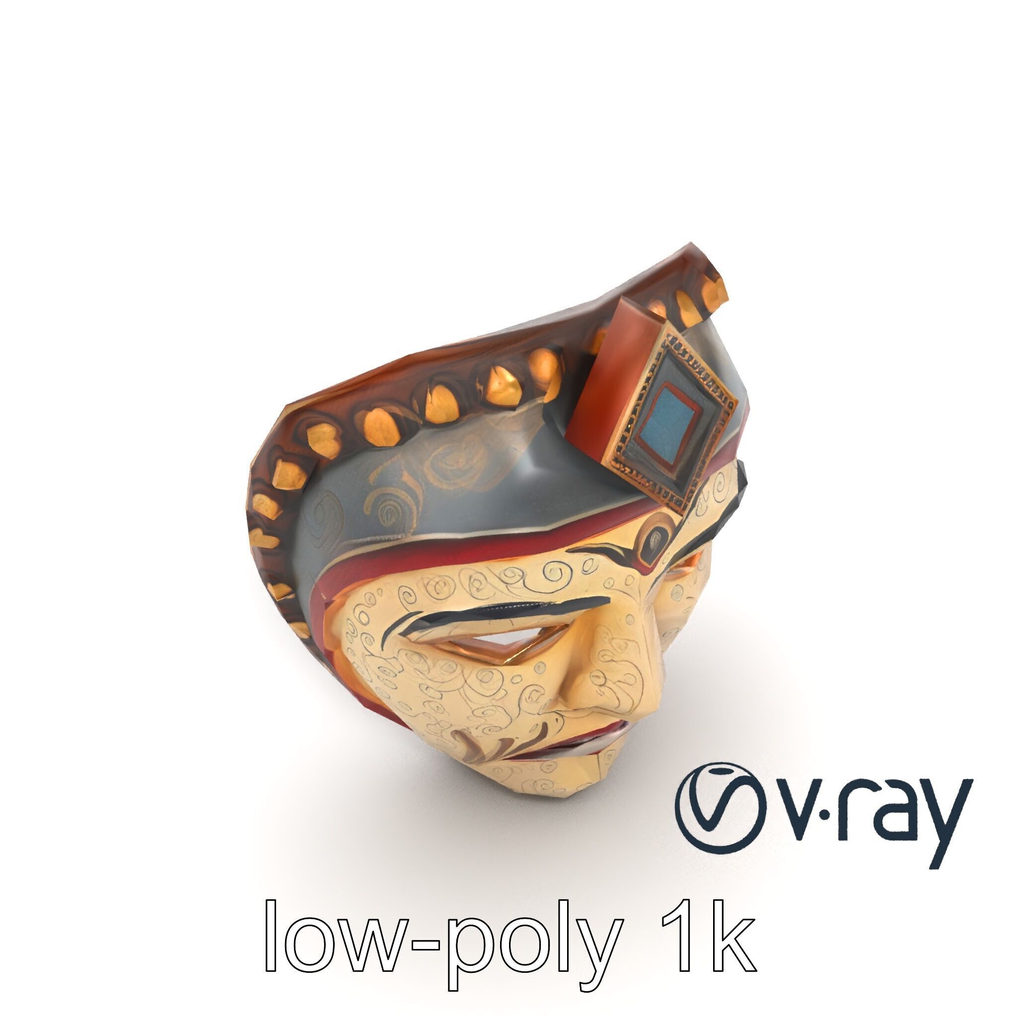 Ceremonial Mask Ancient Ritual model pack Low-poly 3D model_10