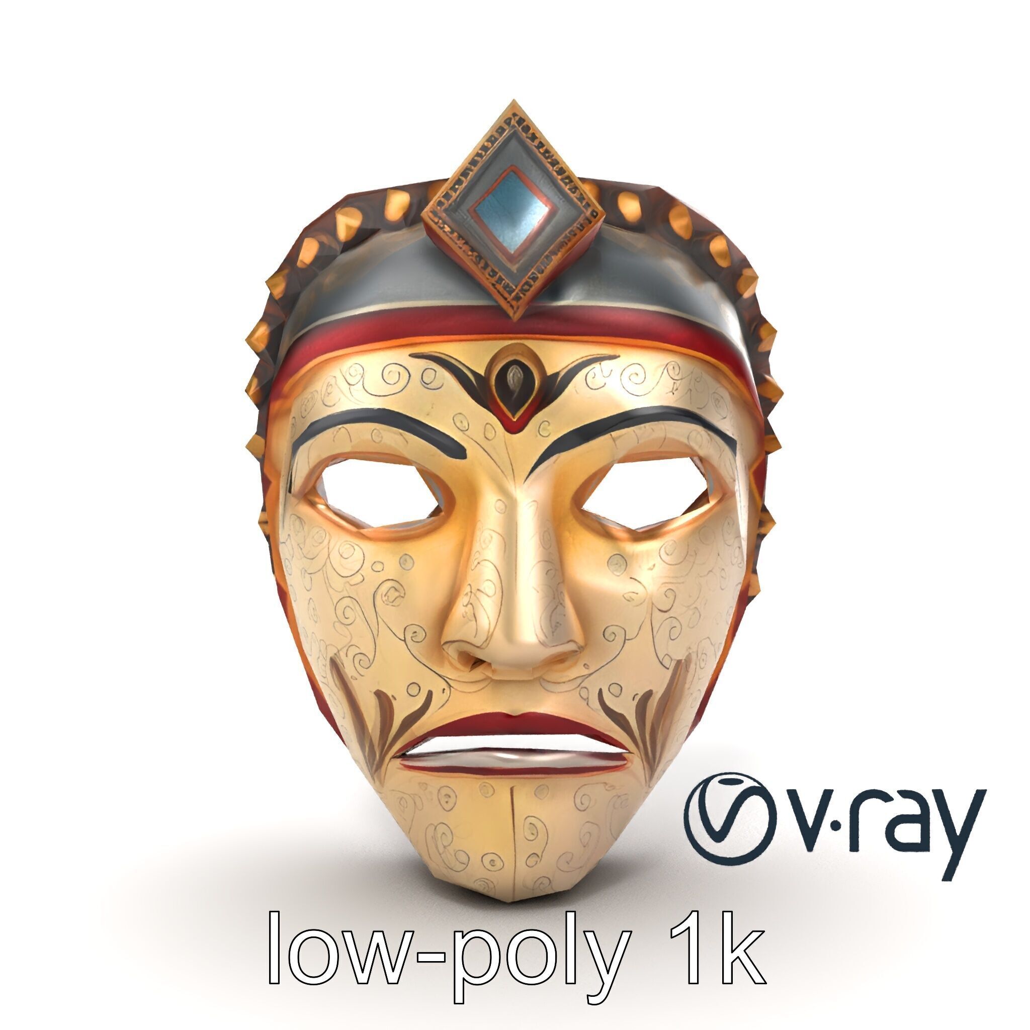 Ceremonial Mask Ancient Ritual model pack Low-poly 3D model_19