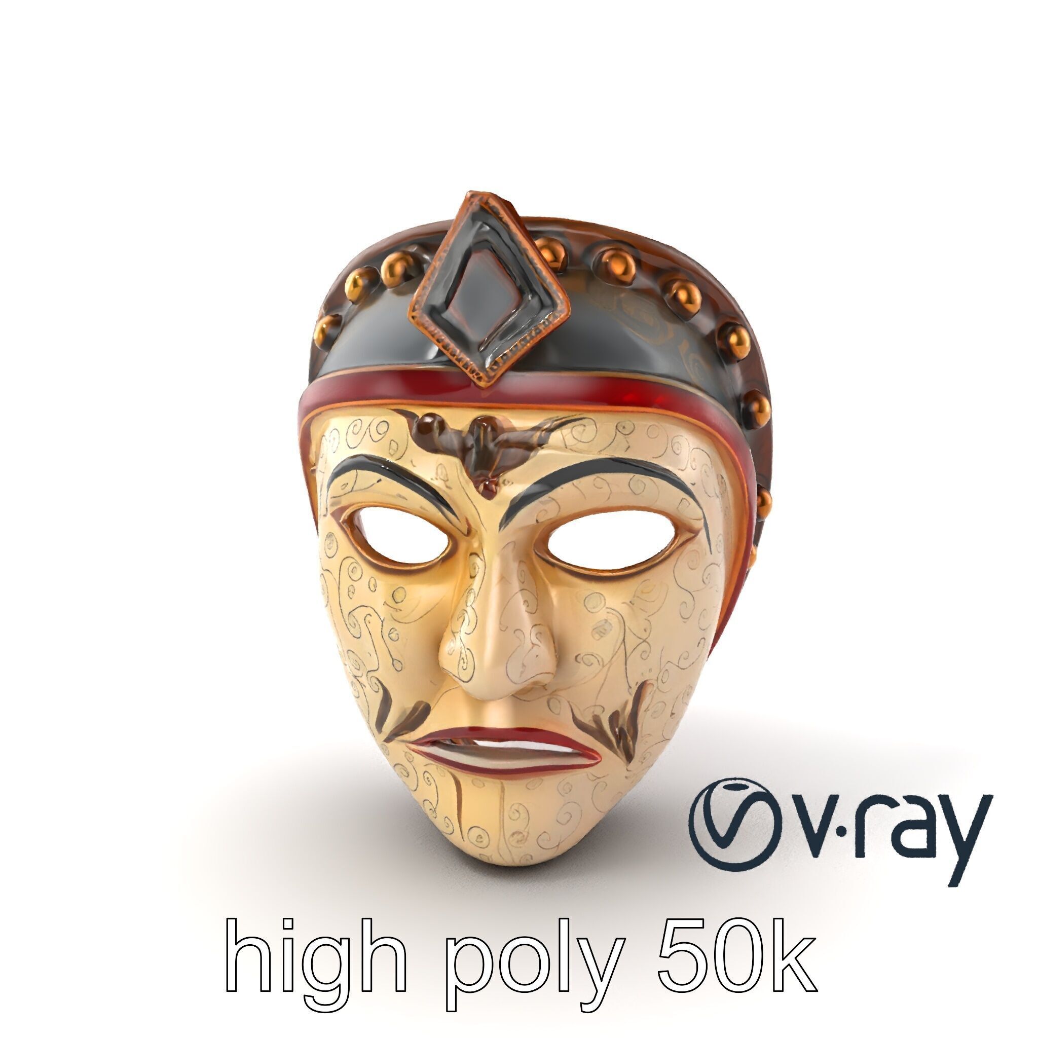 Ceremonial Mask Ancient Ritual model pack Low-poly 3D model_6