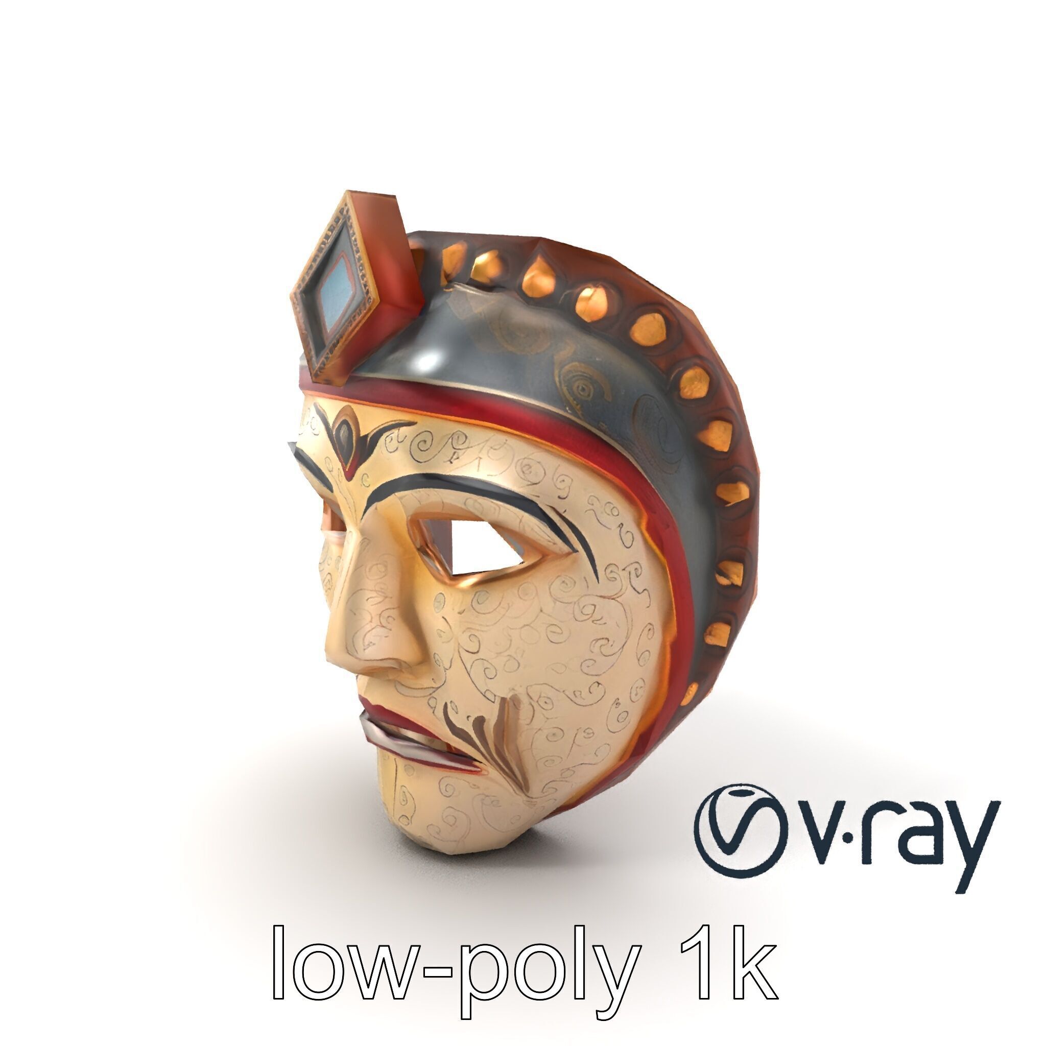 Ceremonial Mask Ancient Ritual model pack Low-poly 3D model_2