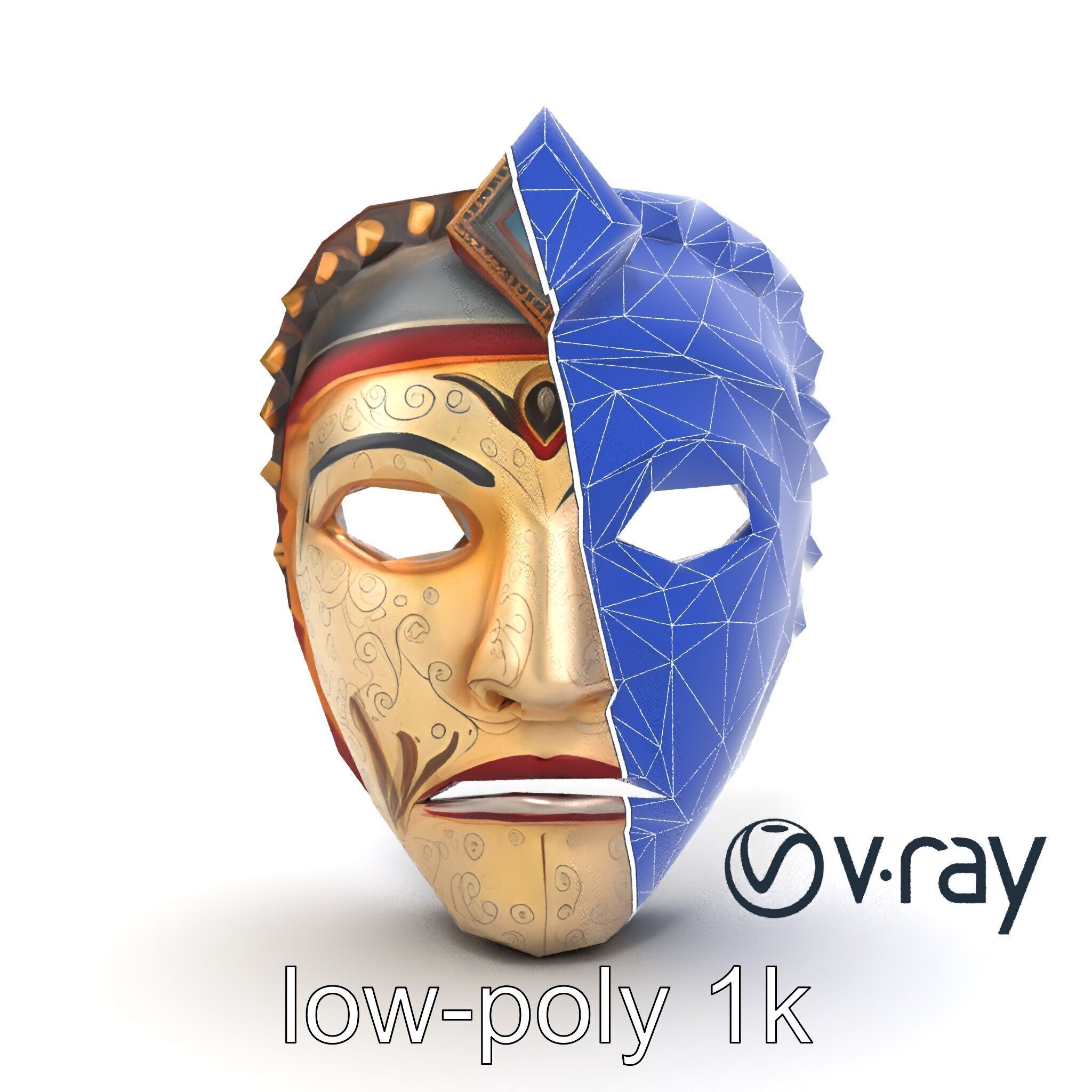 Ceremonial Mask Ancient Ritual model pack Low-poly 3D model_21