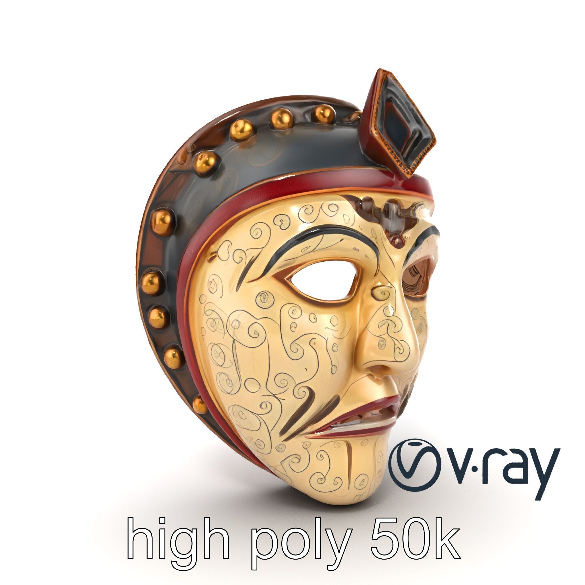 Ceremonial Mask Ancient Ritual model pack Low-poly 3D model_24