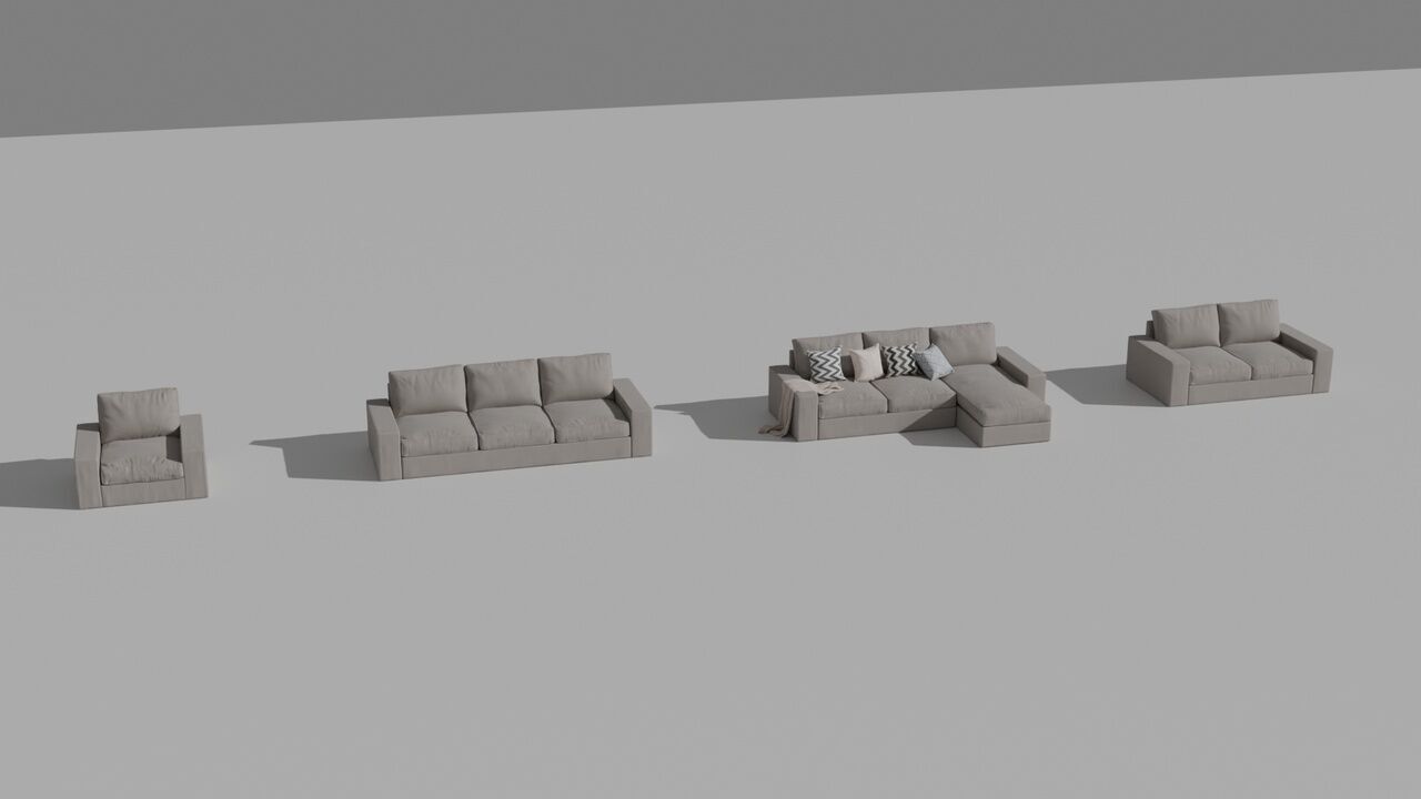 Sofas  Armchairs and chairs PACK Low-poly 3D model_1