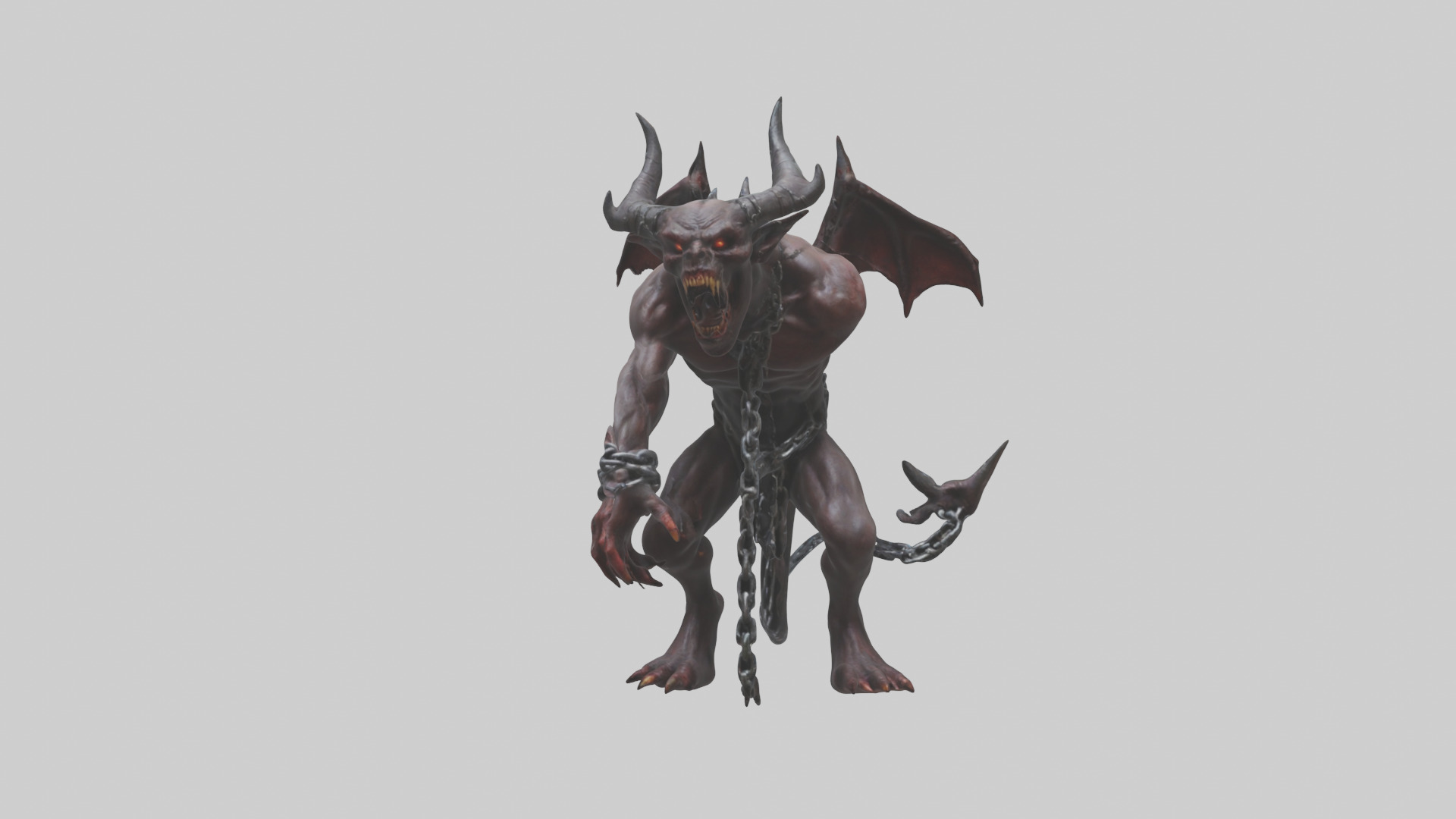 Chained demon model Low-poly 3D model_14