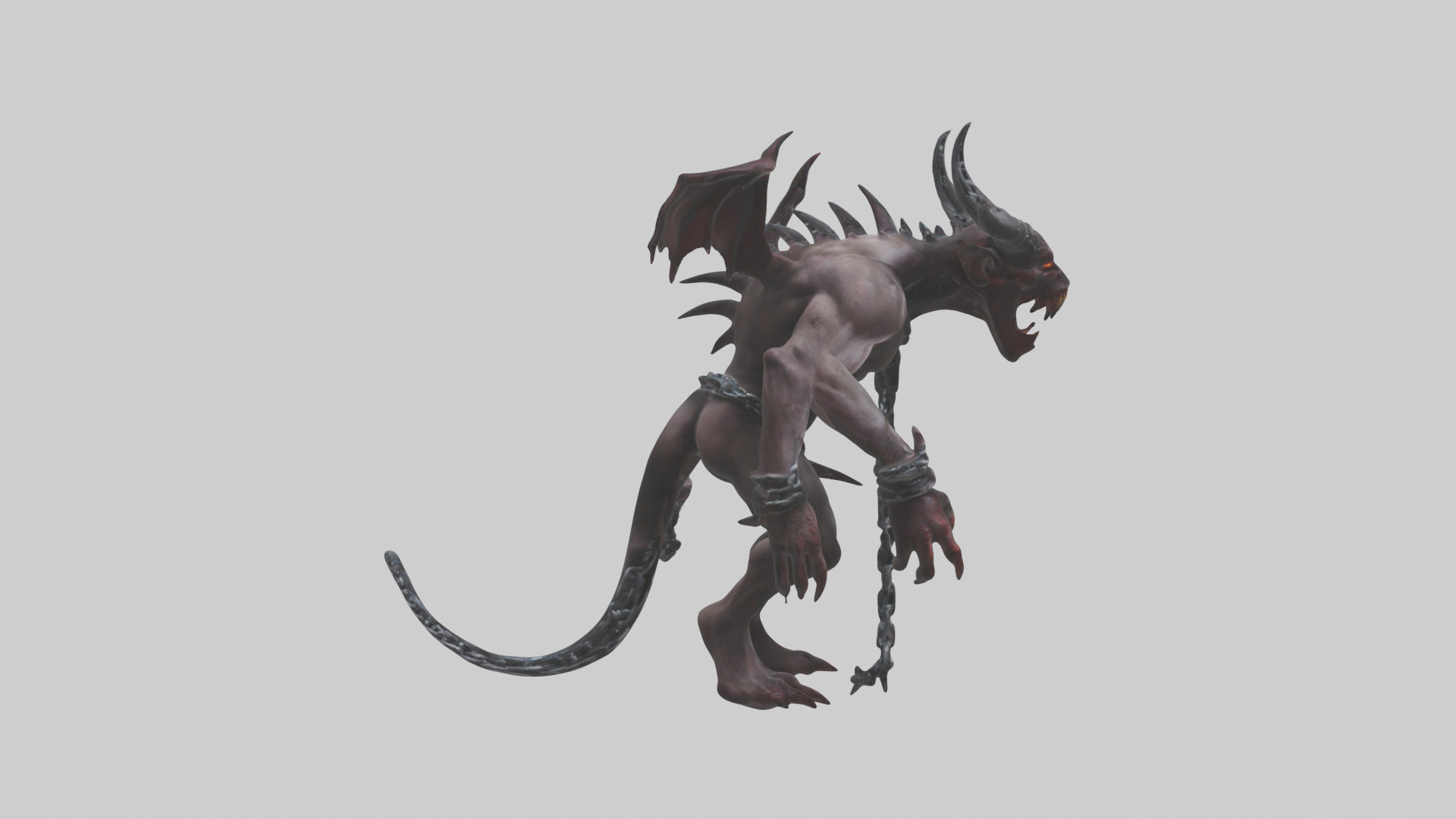 Chained demon model Low-poly 3D model_23