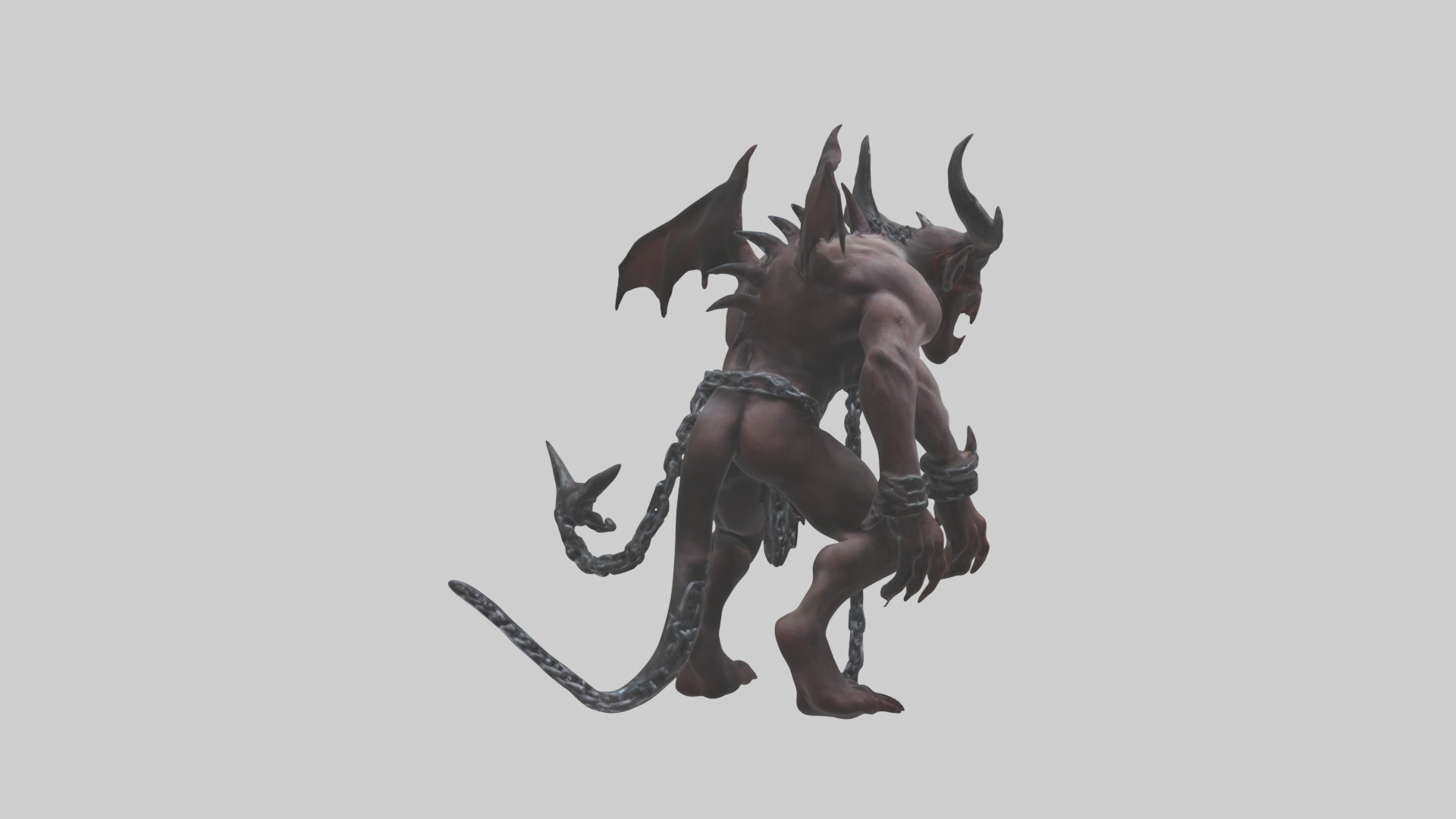 Chained demon model Low-poly 3D model_3