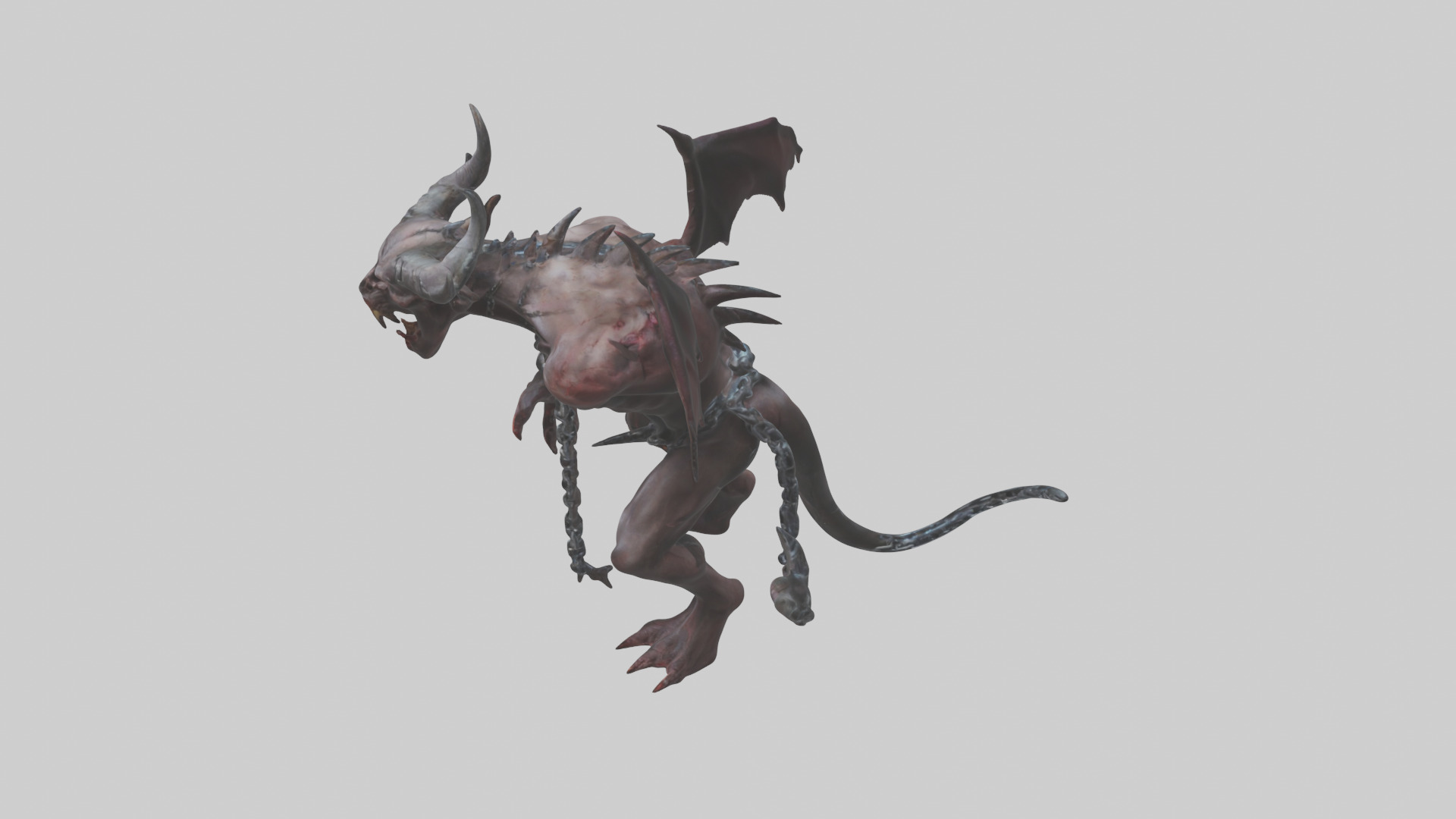 Chained demon model Low-poly 3D model_27