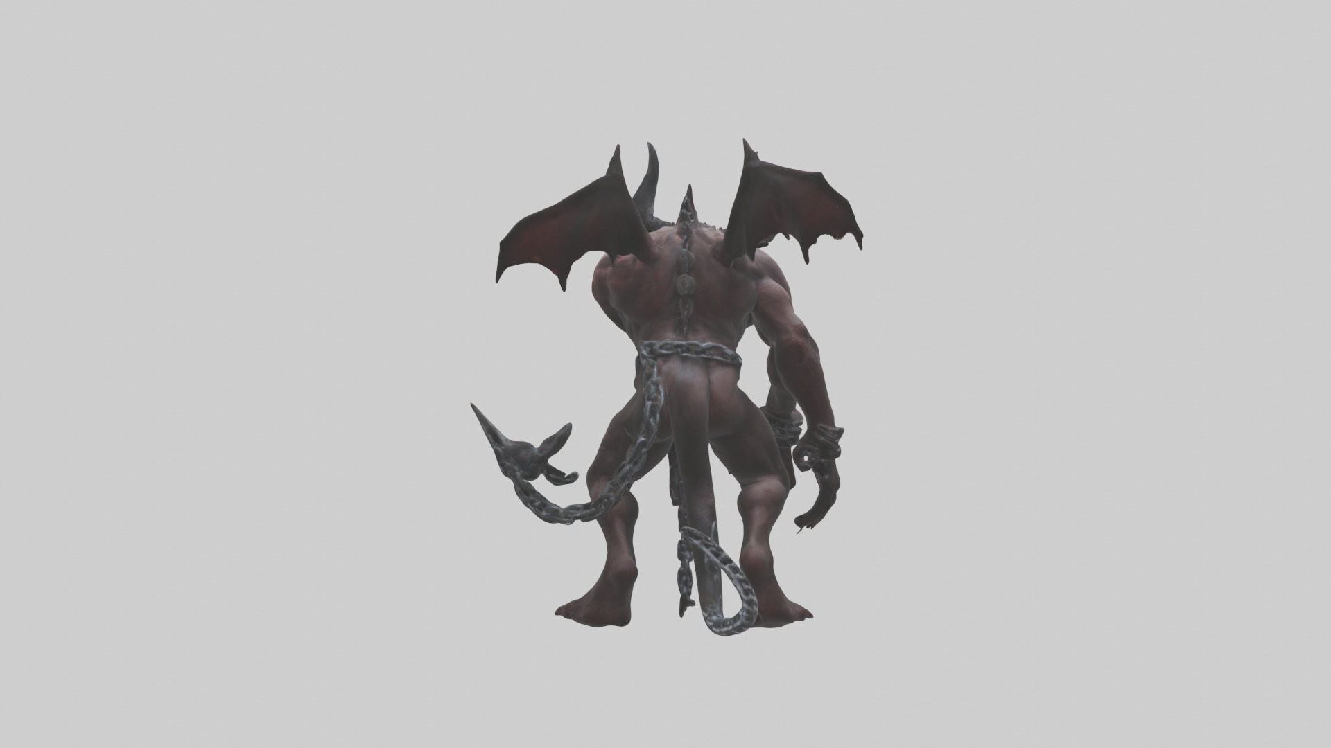Chained demon model Low-poly 3D model_1