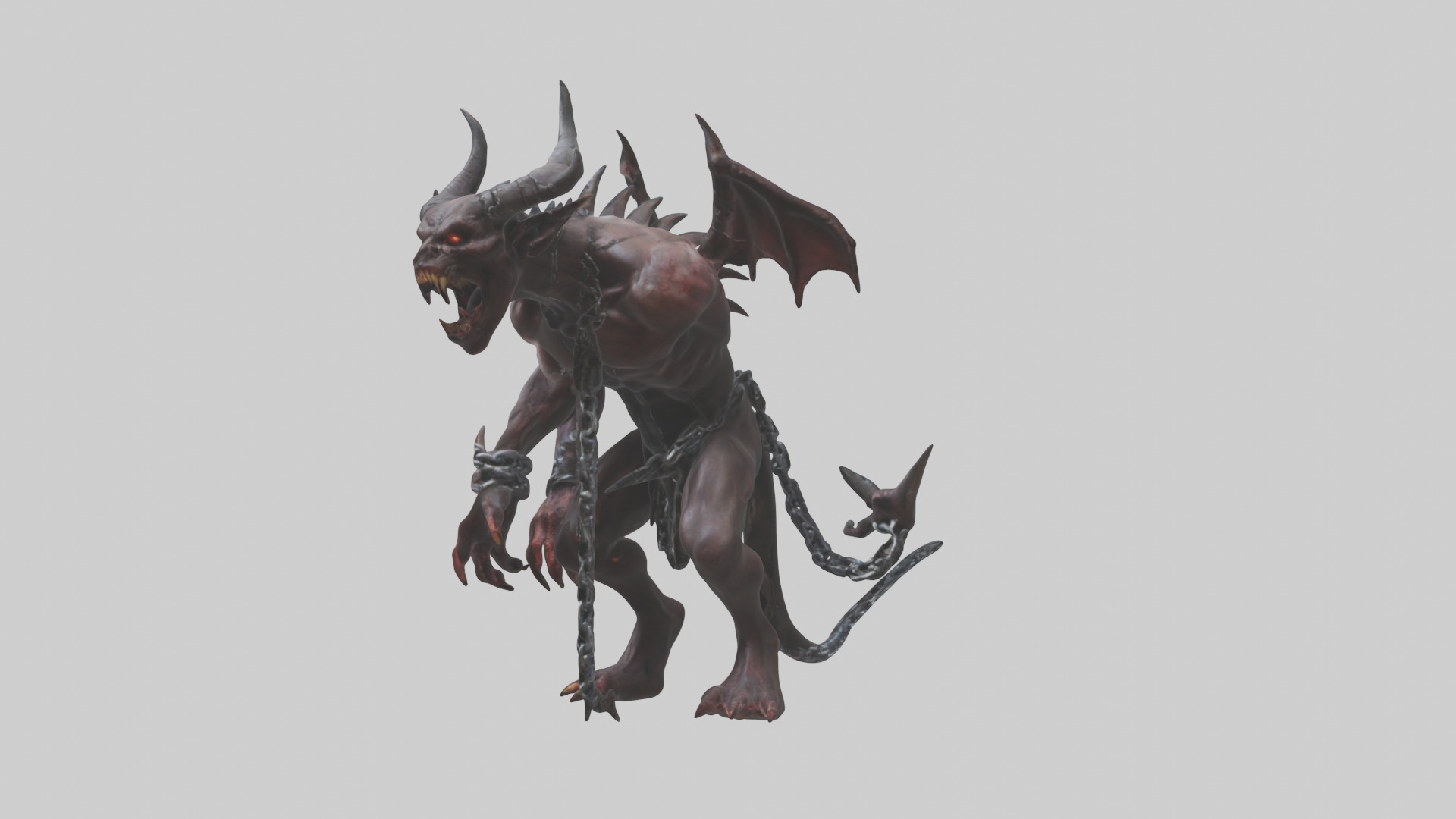 Chained demon model Low-poly 3D model_12