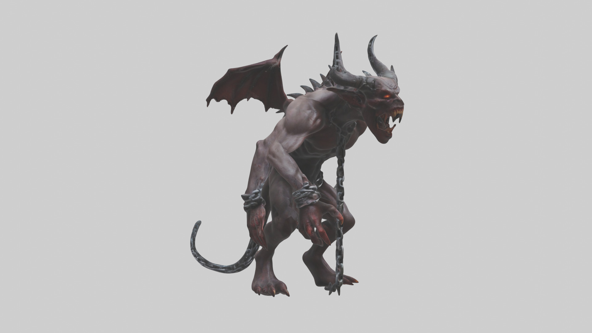 Chained demon model Low-poly 3D model_17
