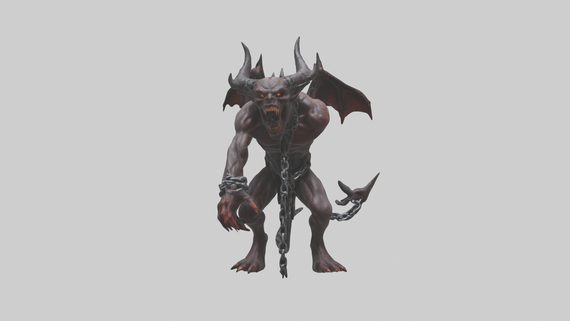 Chained demon model Low-poly 3D model_13