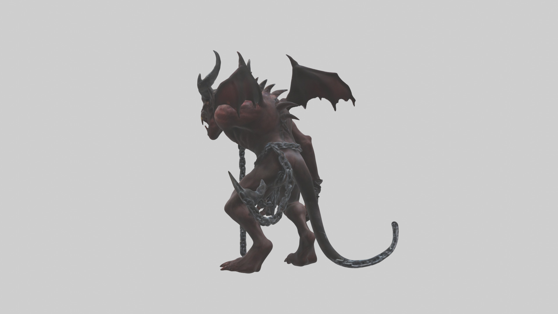 Chained demon model Low-poly 3D model_2