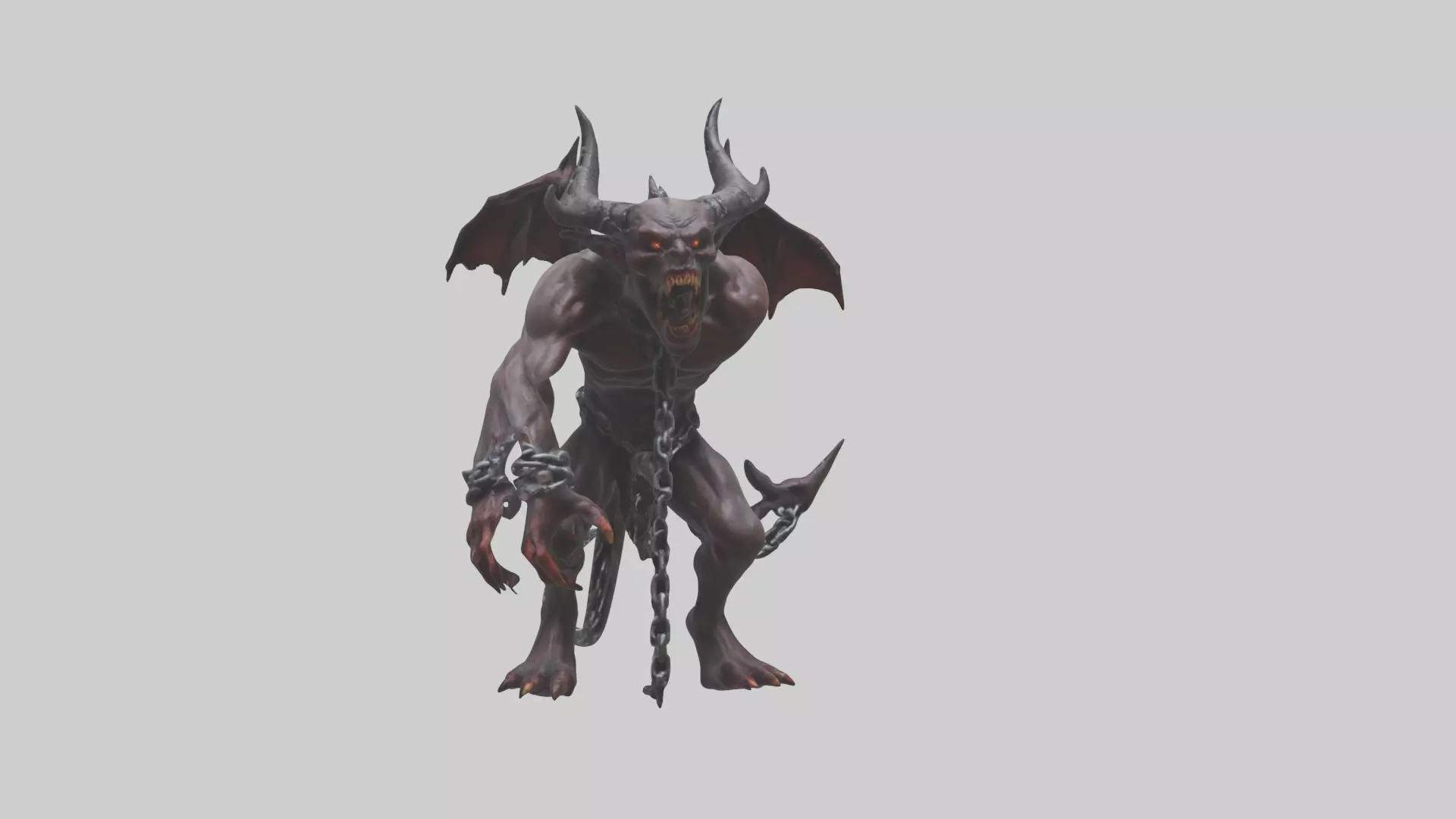 Chained demon model Low-poly 3D model_0
