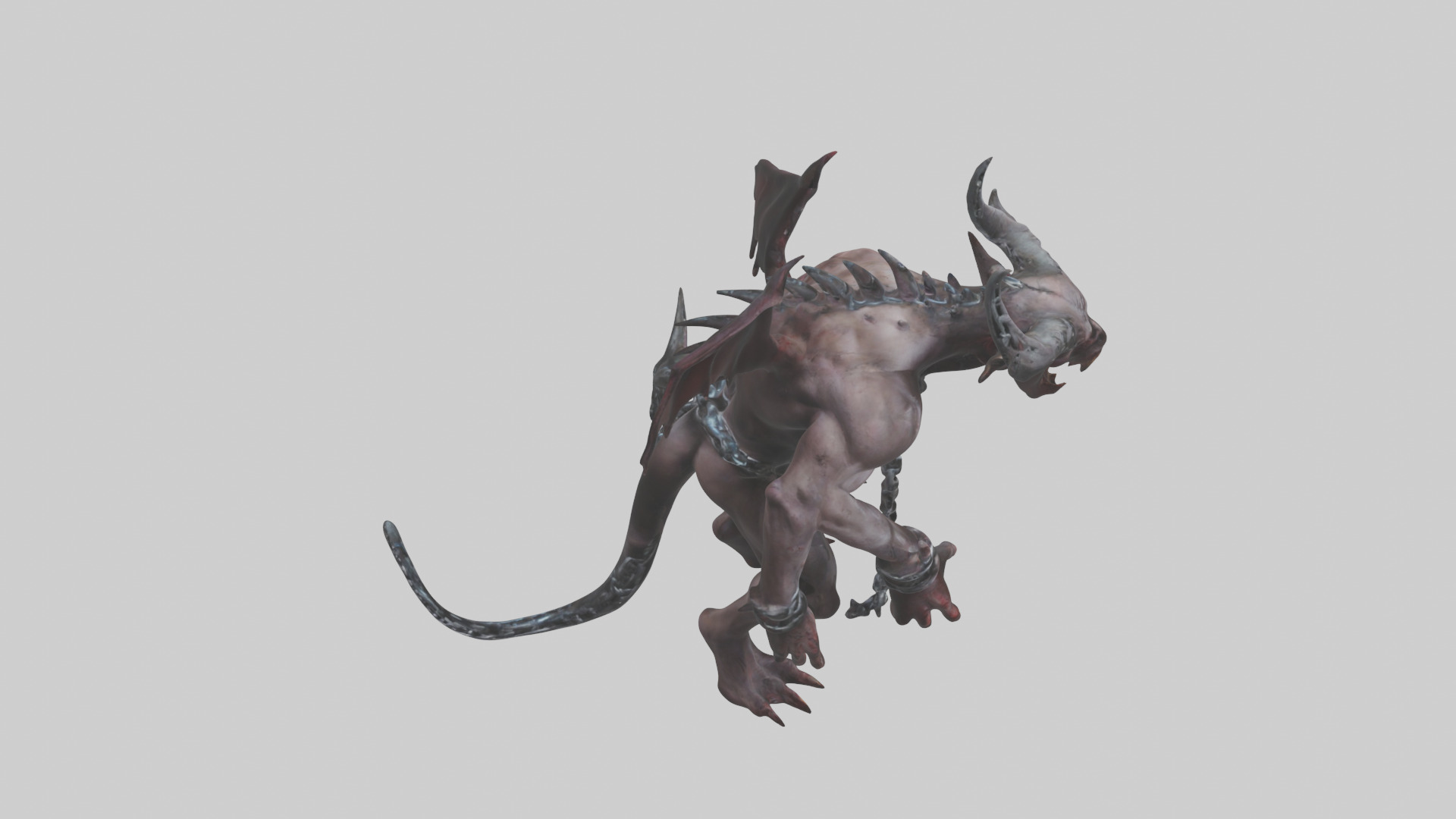 Chained demon model Low-poly 3D model_28
