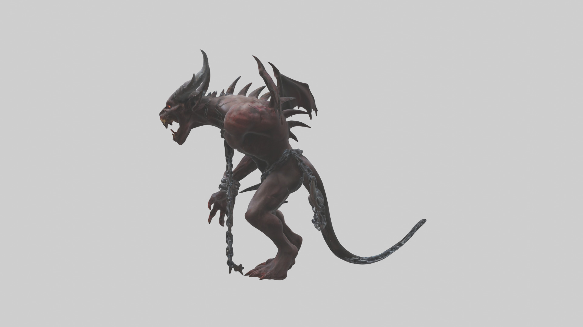 Chained demon model Low-poly 3D model_22
