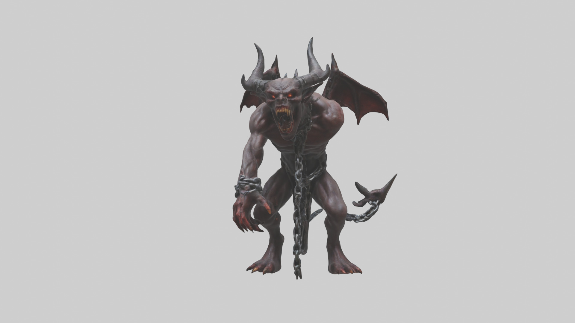Chained demon model Low-poly 3D model_16