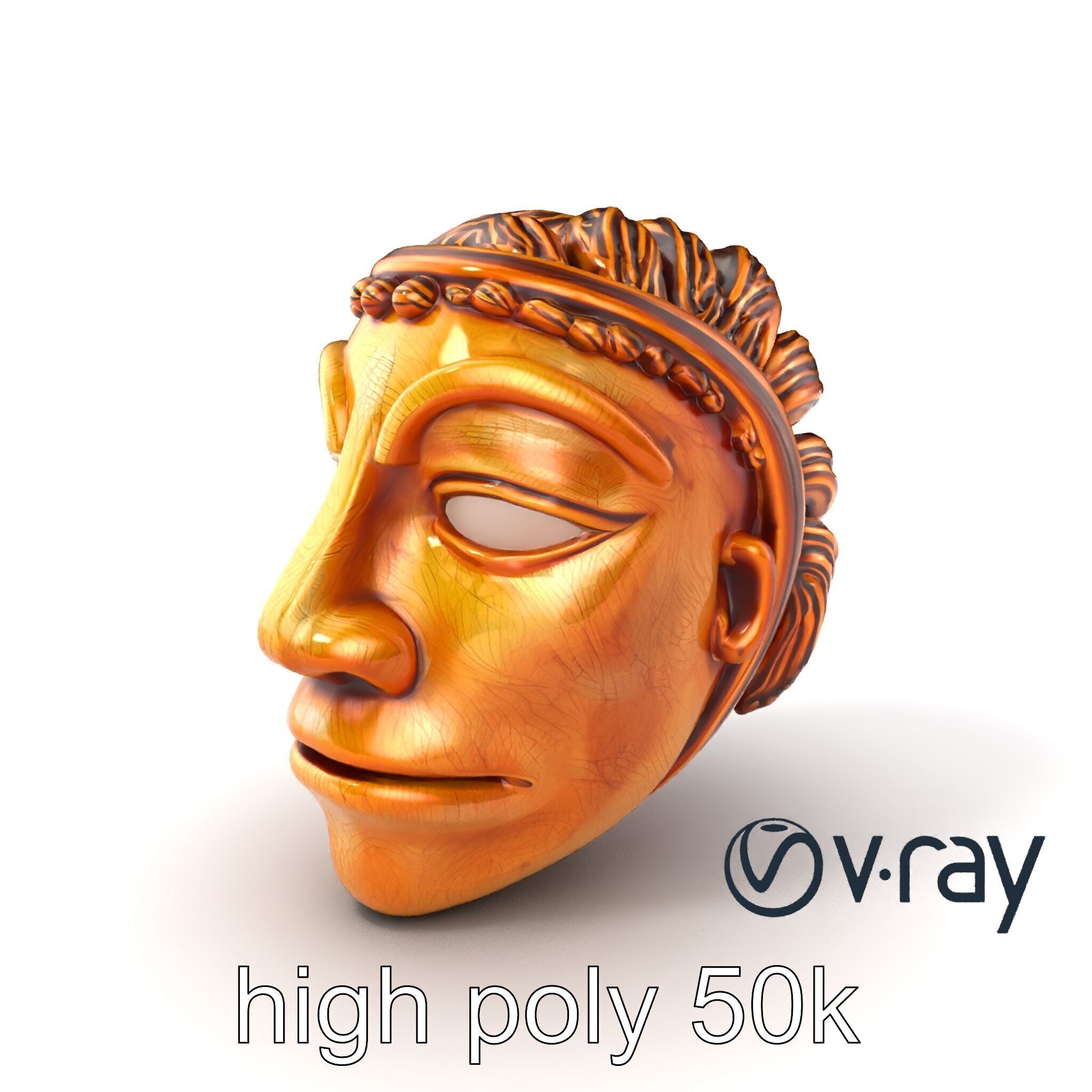 Ceremonial Mask Carved Texture model pack Low-poly 3D model_6