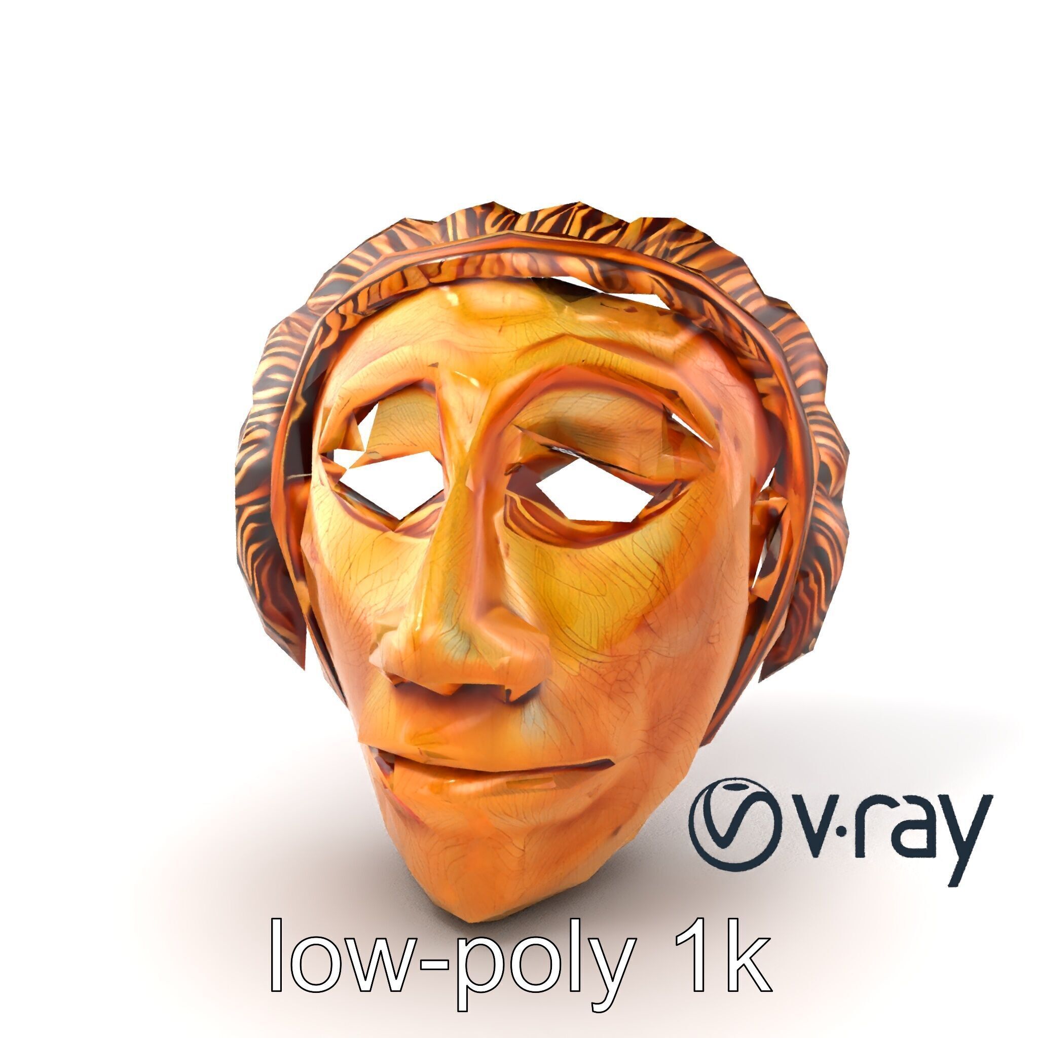 Ceremonial Mask Carved Texture model pack Low-poly 3D model_2