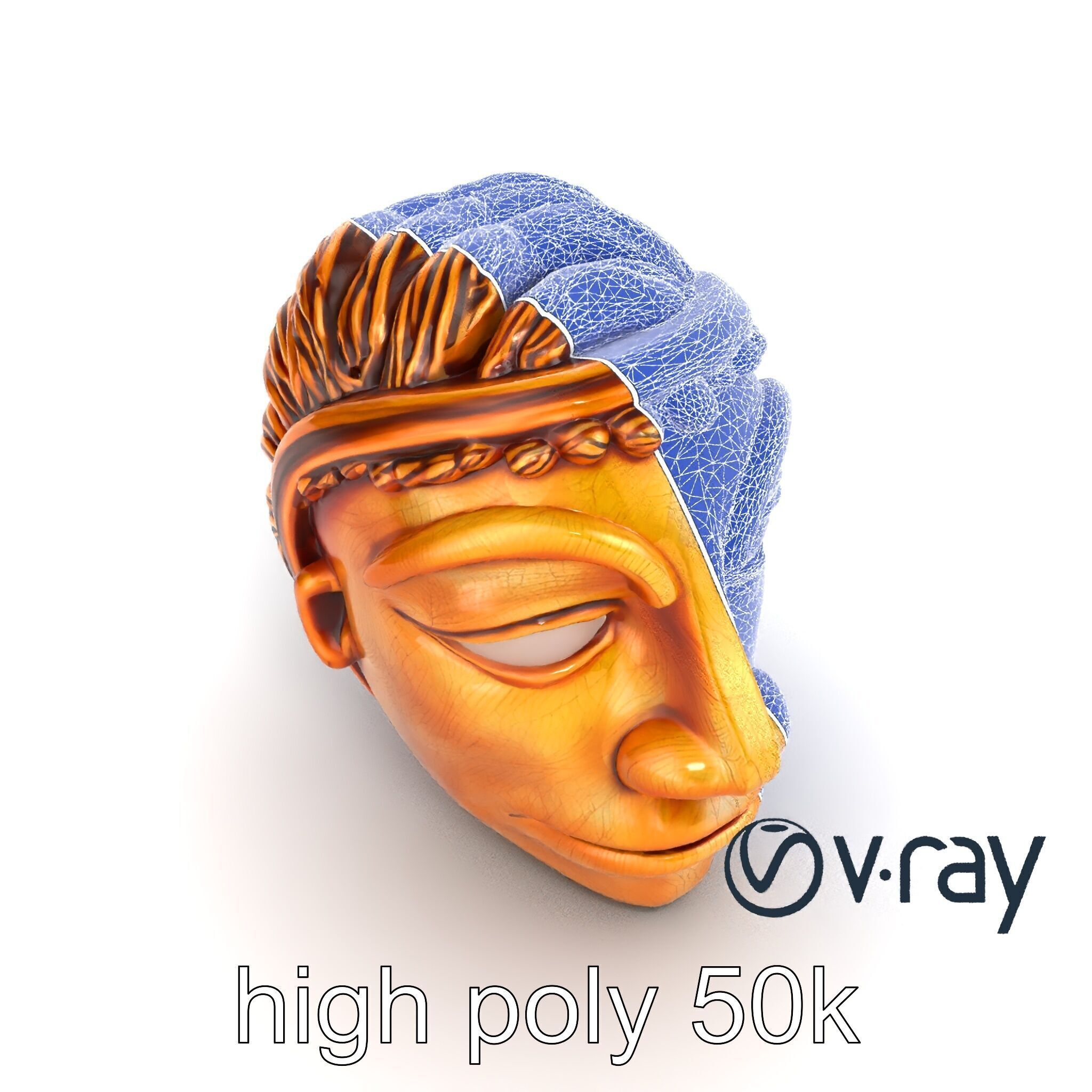 Ceremonial Mask Carved Texture model pack Low-poly 3D model_22
