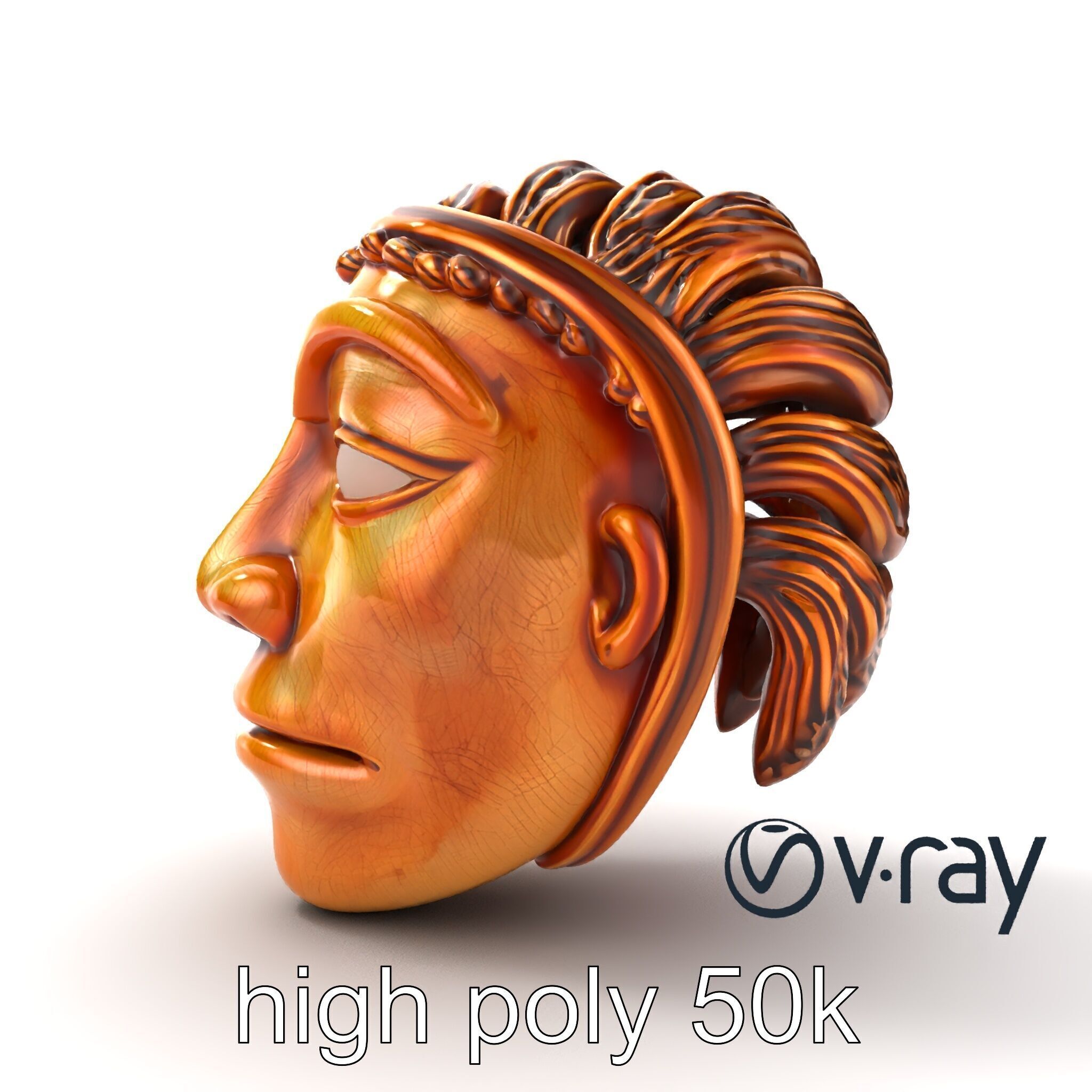 Ceremonial Mask Carved Texture model pack Low-poly 3D model_12