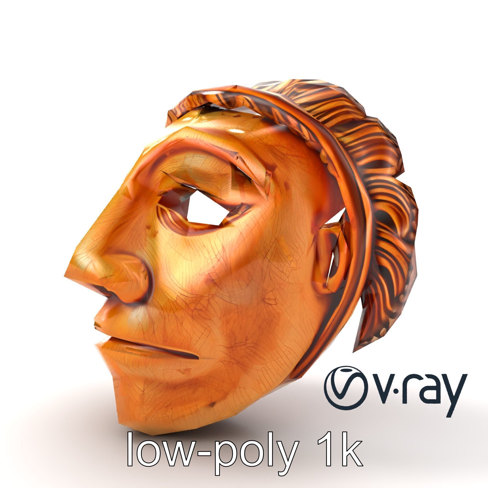 Ceremonial Mask Carved Texture model pack Low-poly 3D model_14