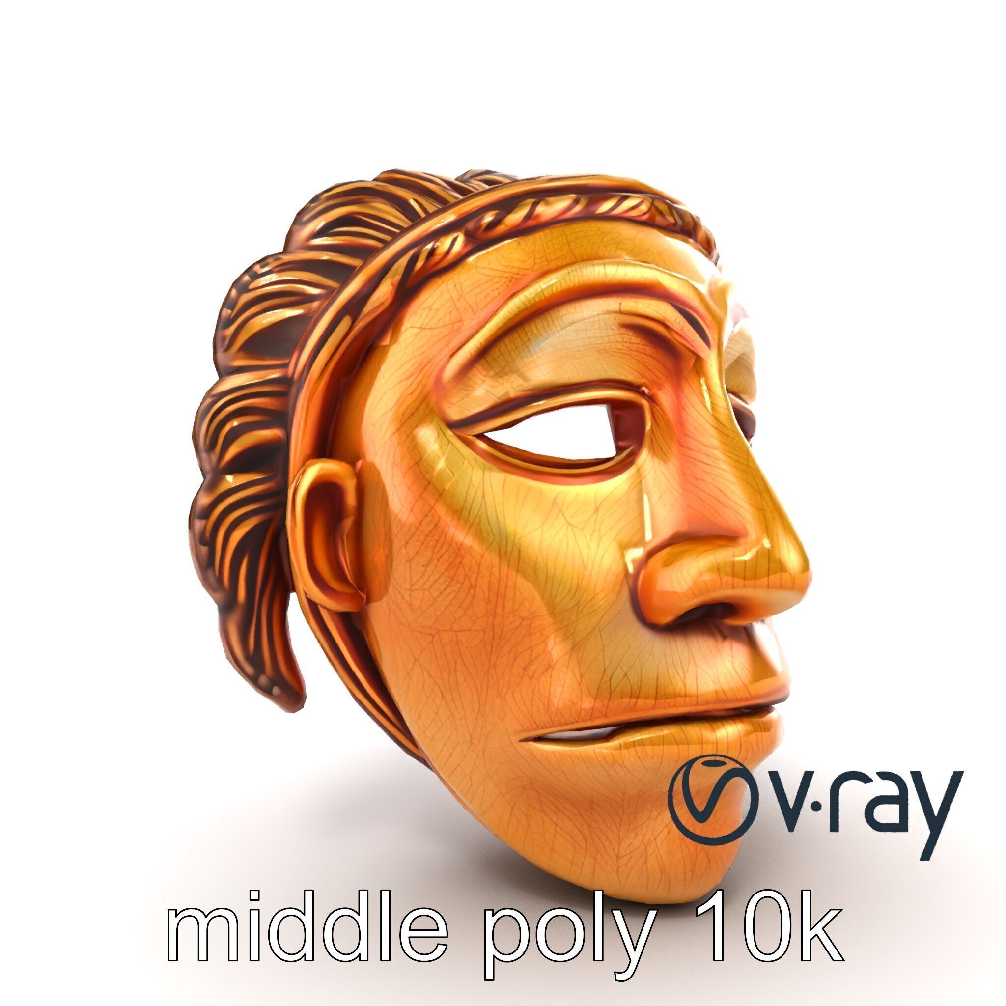 Ceremonial Mask Carved Texture model pack Low-poly 3D model_16