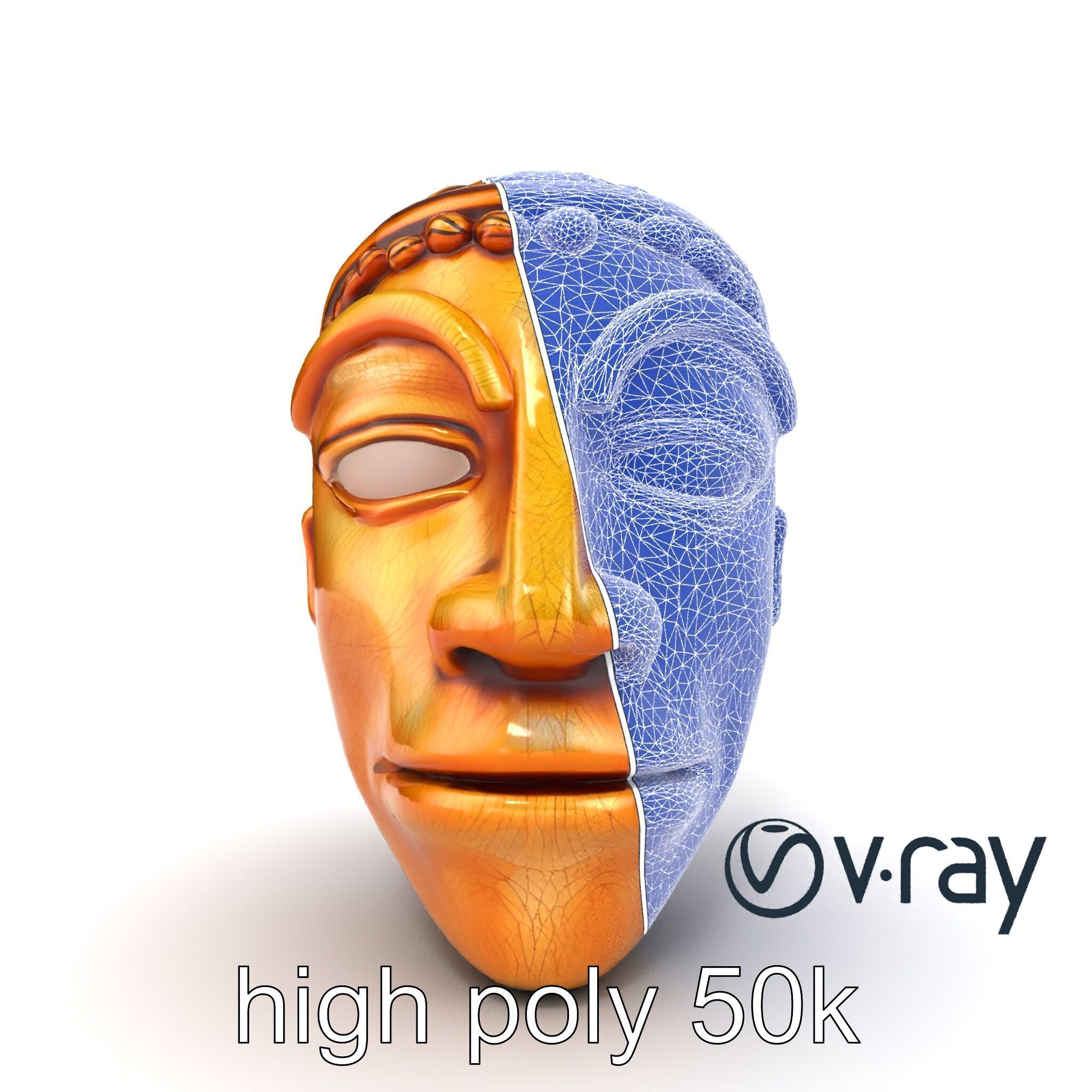 Ceremonial Mask Carved Texture model pack Low-poly 3D model_13