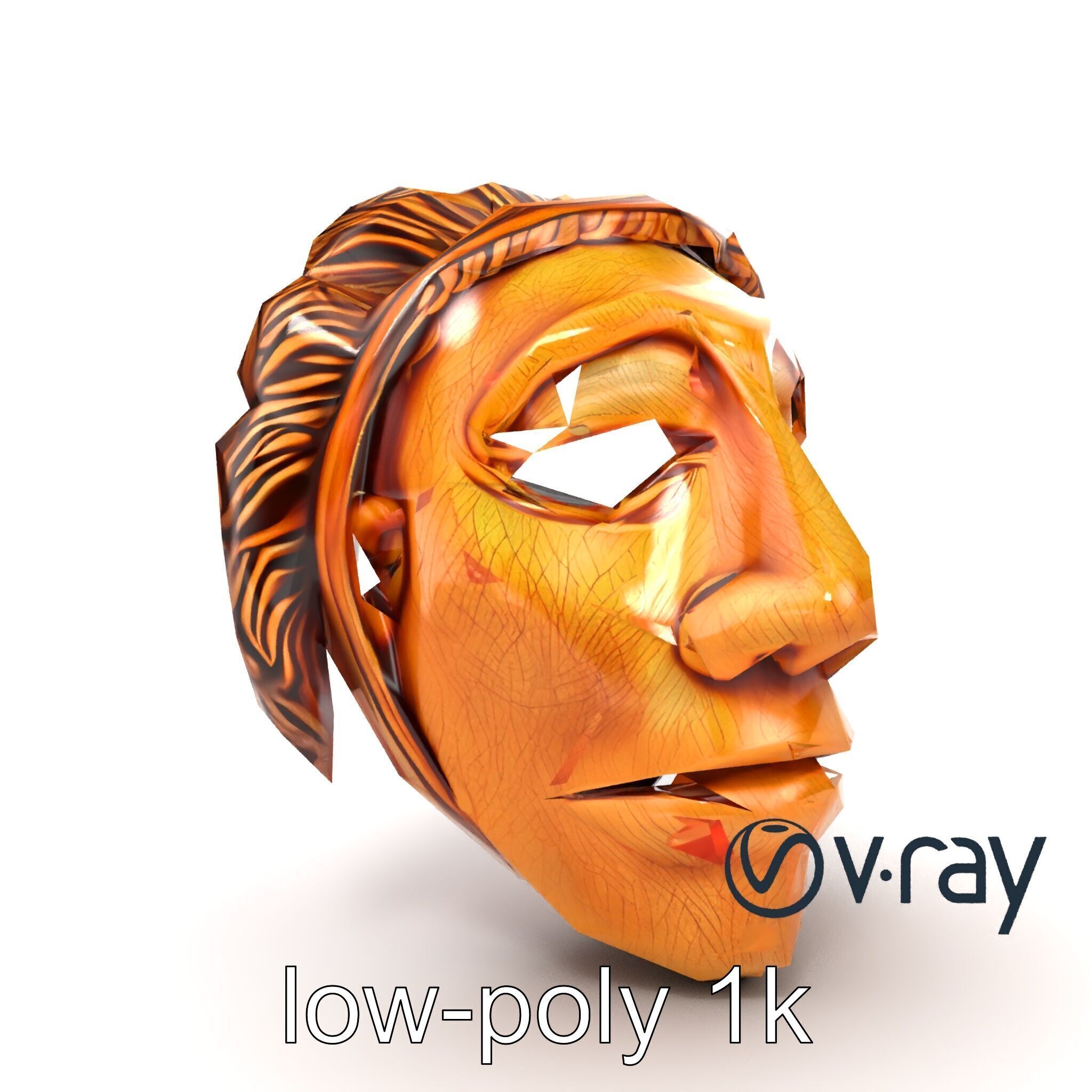 Ceremonial Mask Carved Texture model pack Low-poly 3D model_28