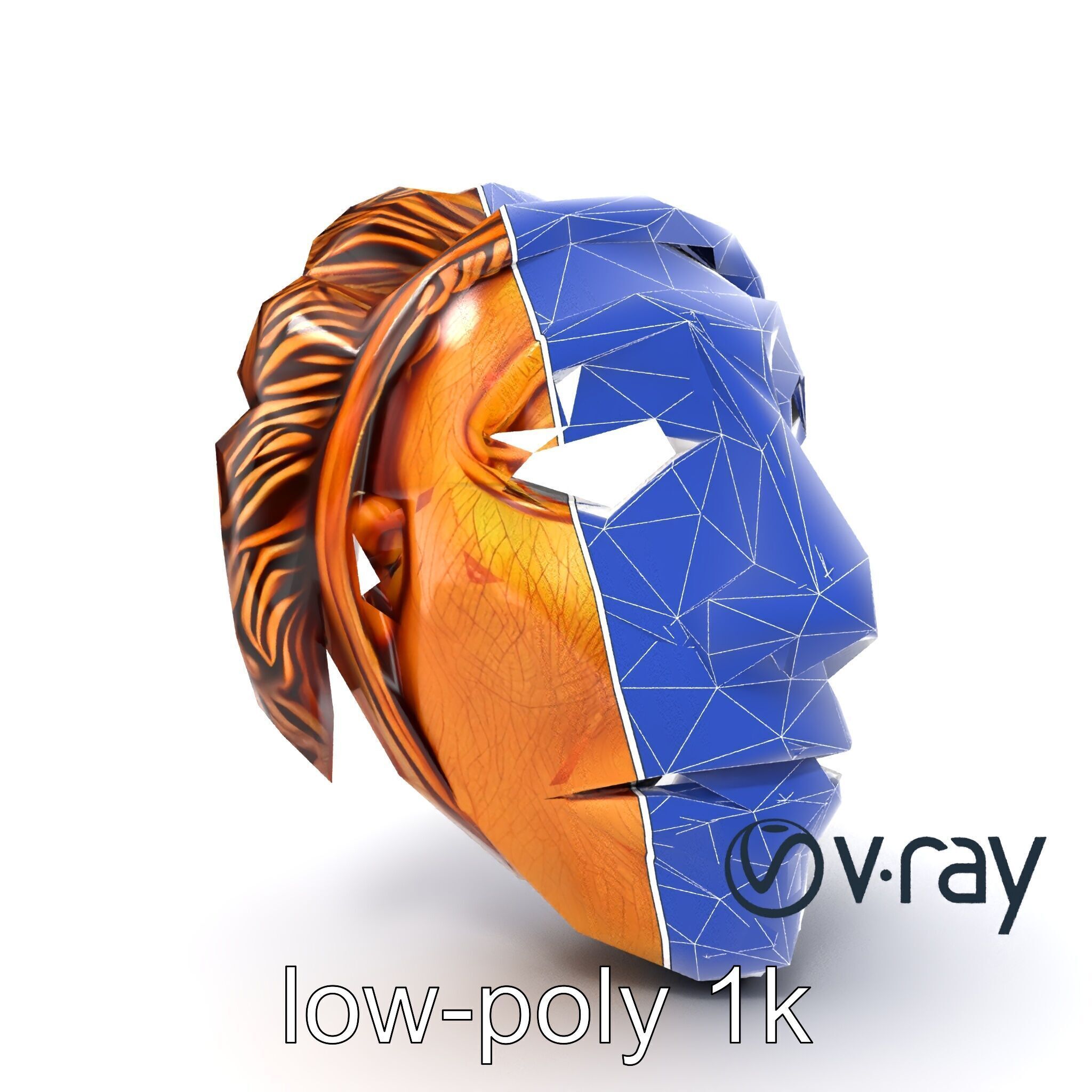 Ceremonial Mask Carved Texture model pack Low-poly 3D model_15