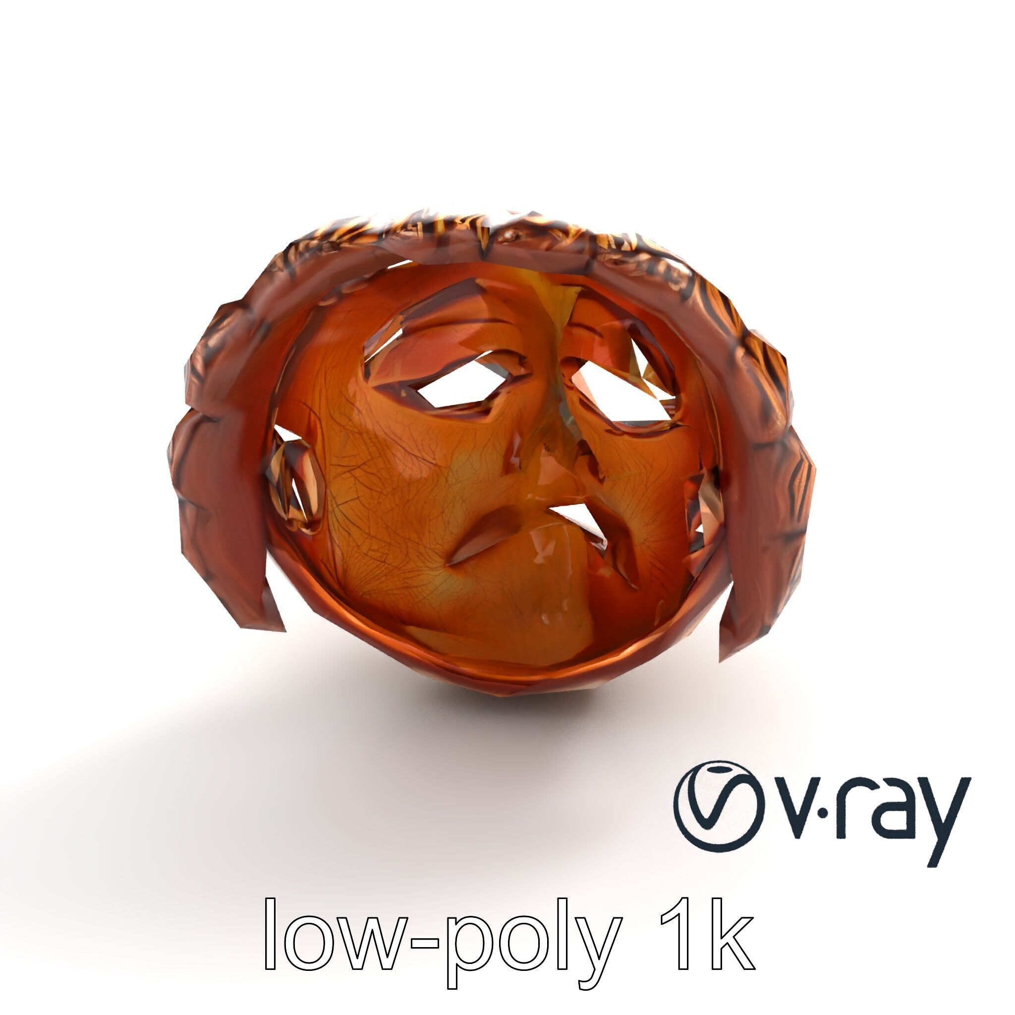 Ceremonial Mask Carved Texture model pack Low-poly 3D model_8