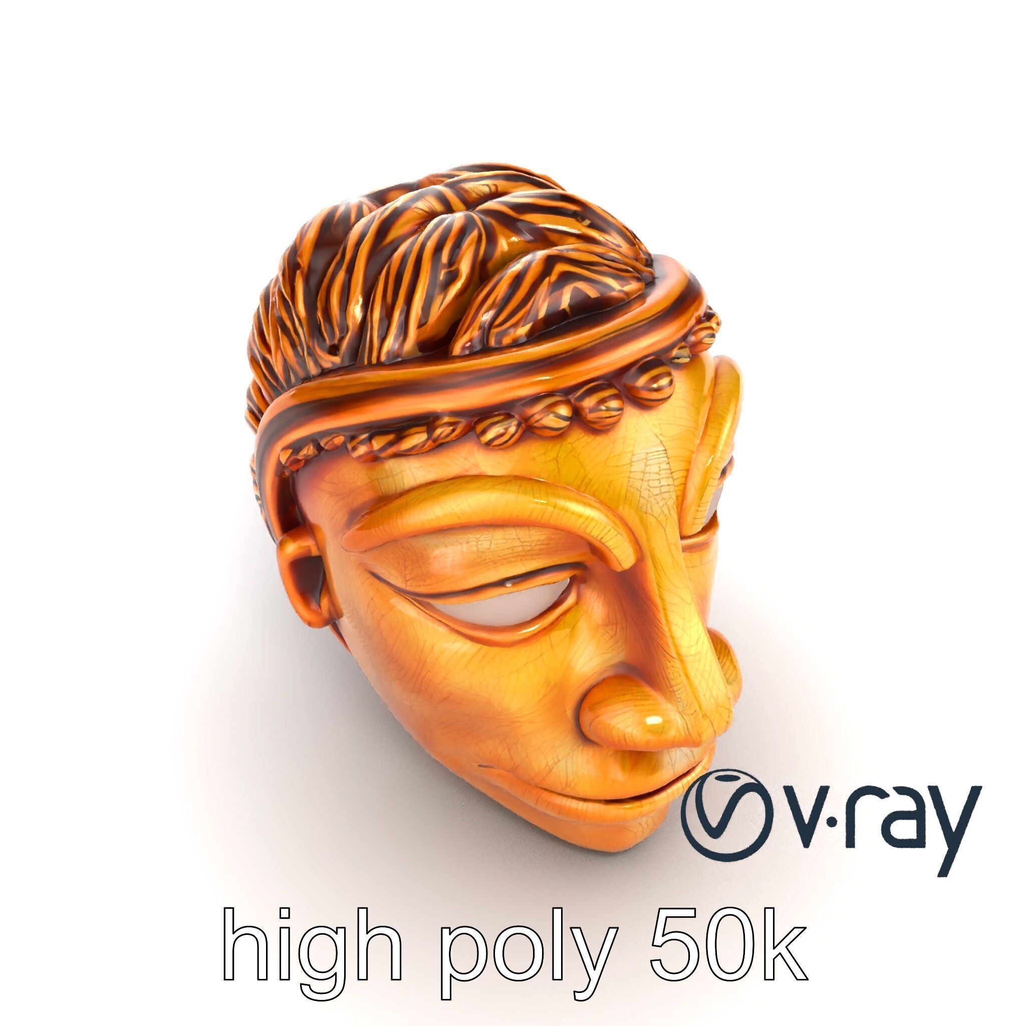 Ceremonial Mask Carved Texture model pack Low-poly 3D model_25