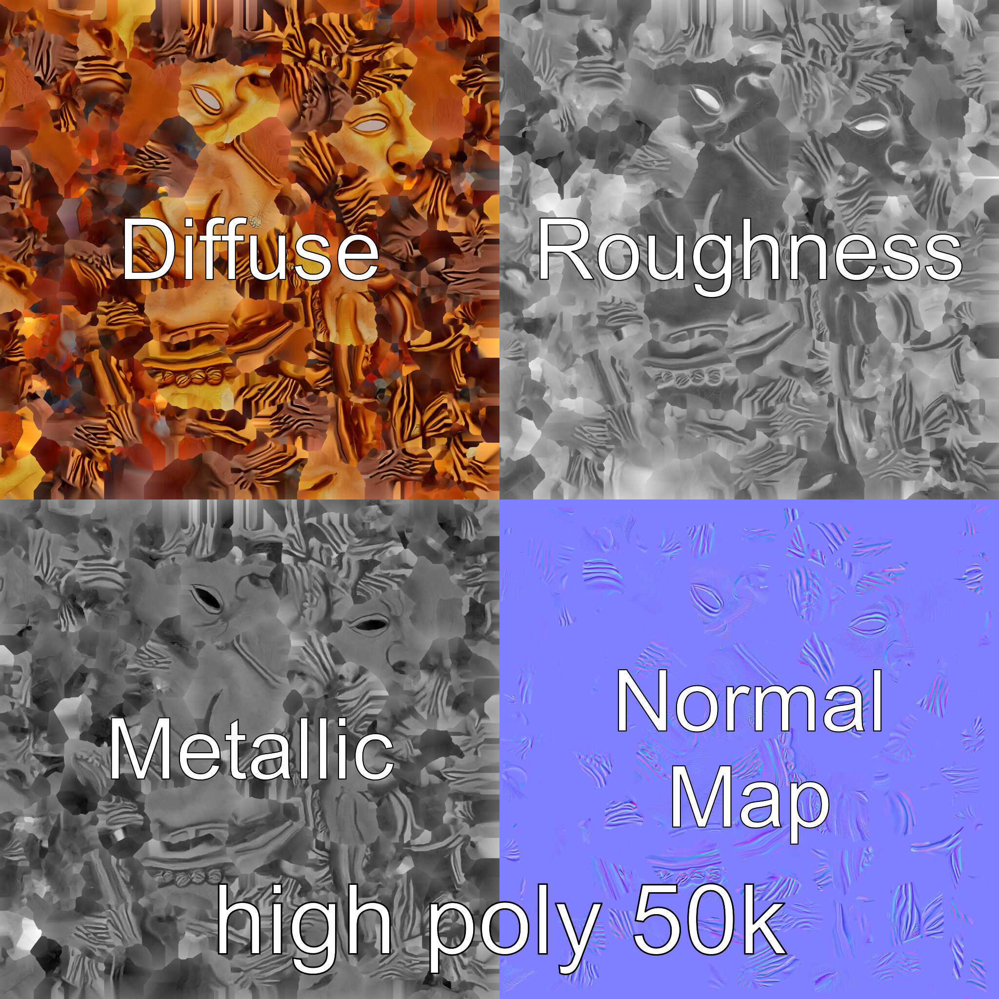 Ceremonial Mask Carved Texture model pack Low-poly 3D model_1