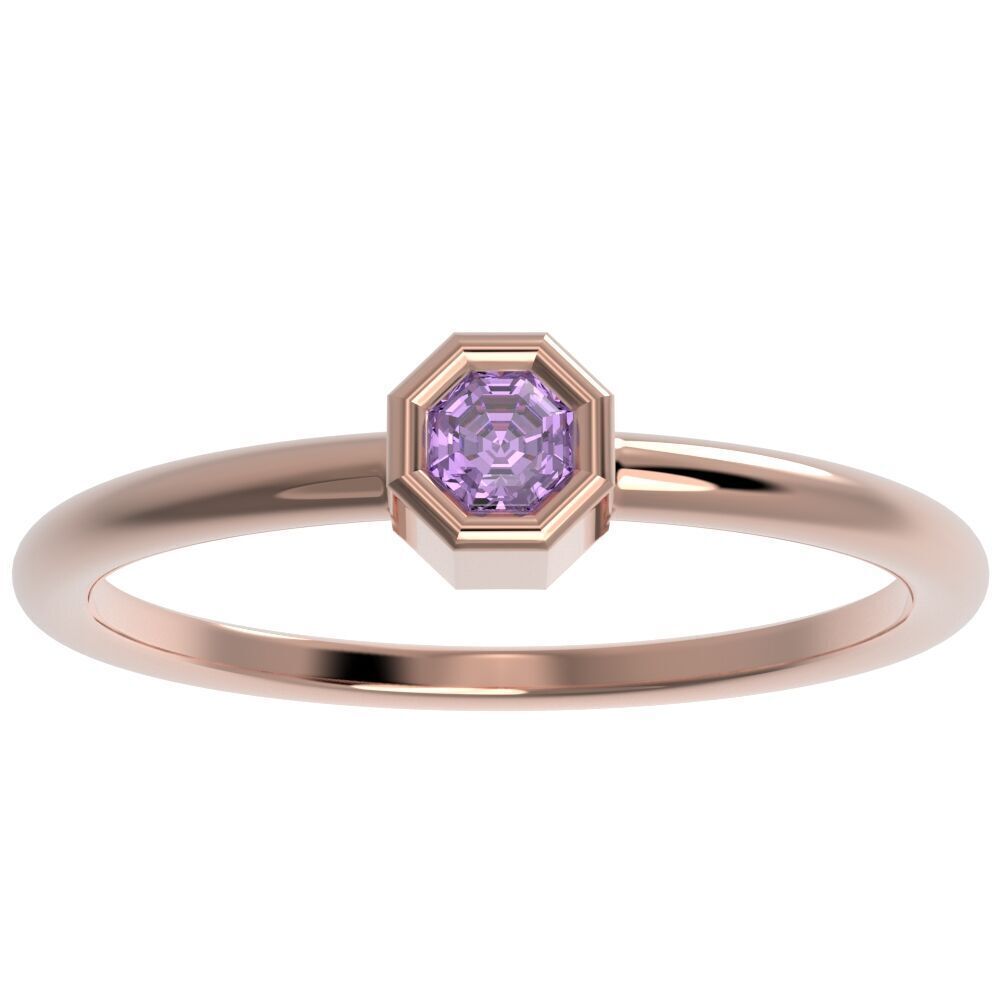 Octagon bezel ring 3D print model_9