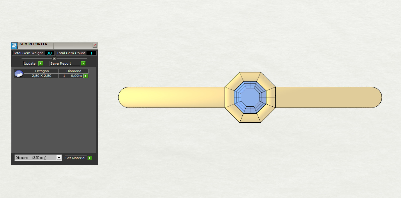Octagon bezel ring 3D print model_4