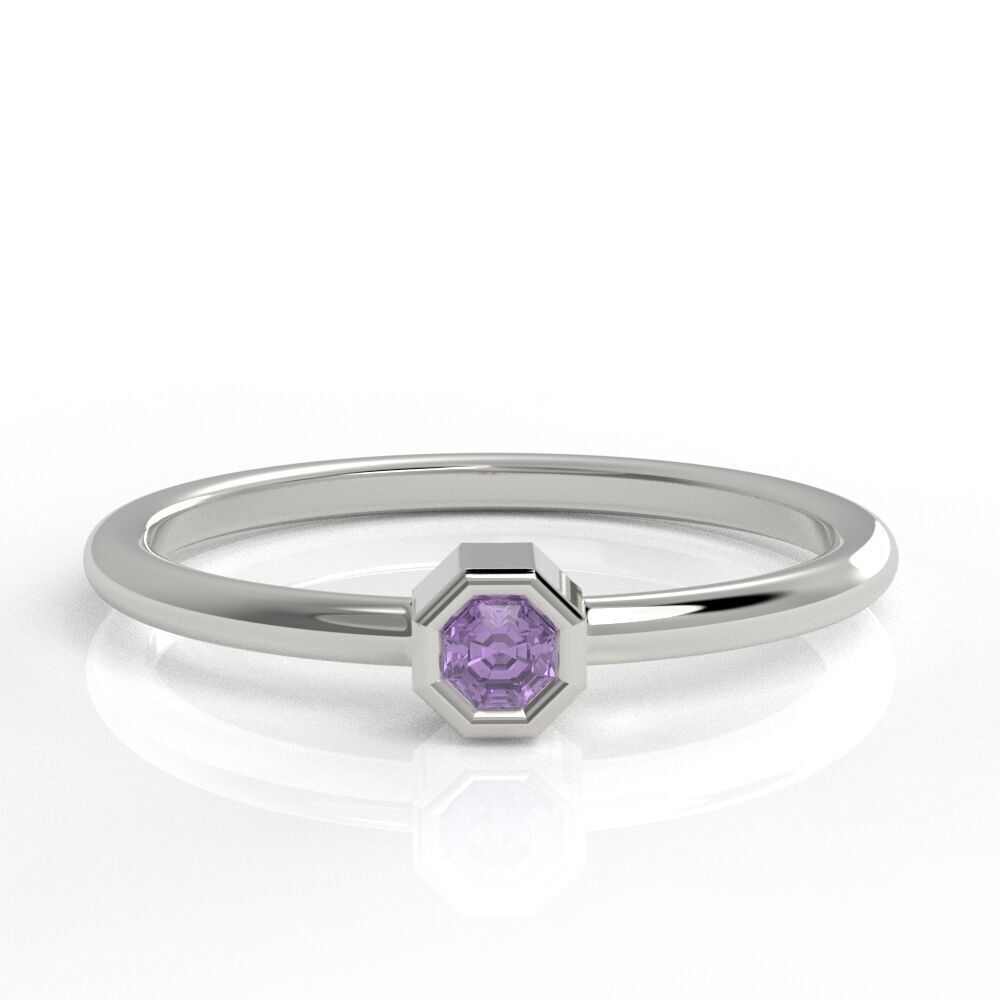 Octagon bezel ring 3D print model_1