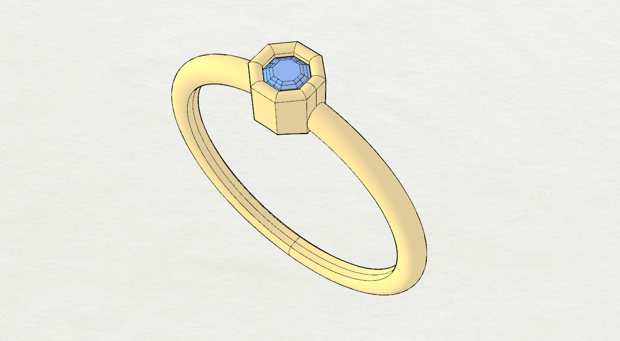 Octagon bezel ring 3D print model_7