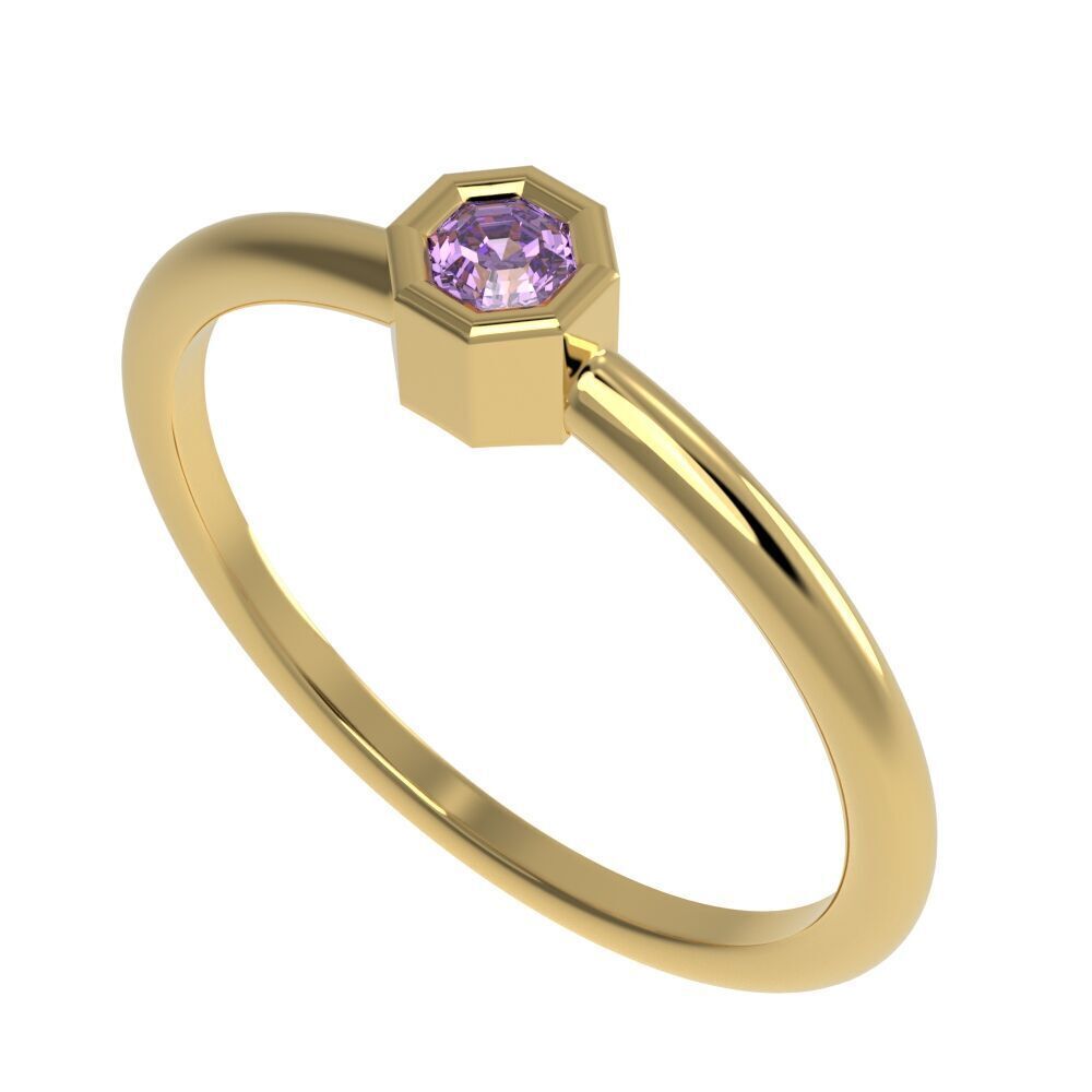 Octagon bezel ring 3D print model_28