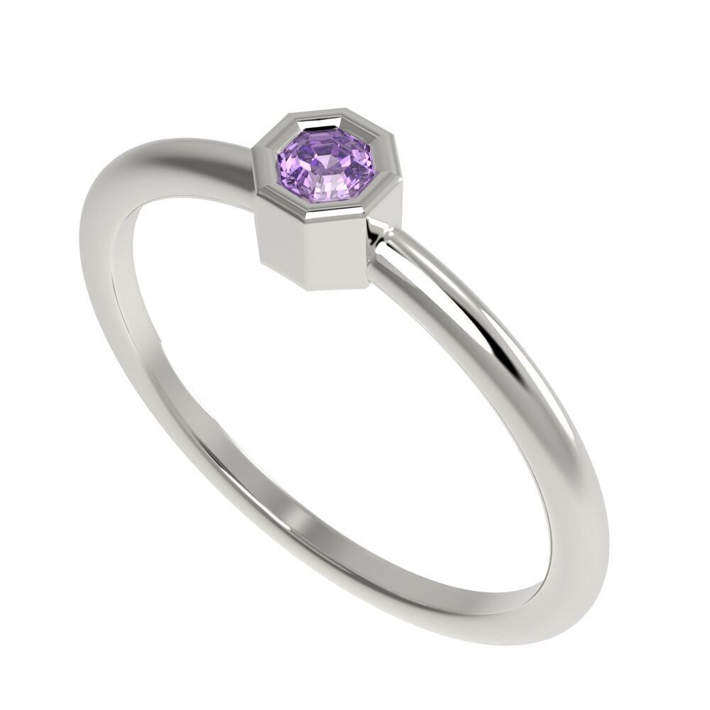 Octagon bezel ring 3D print model_14