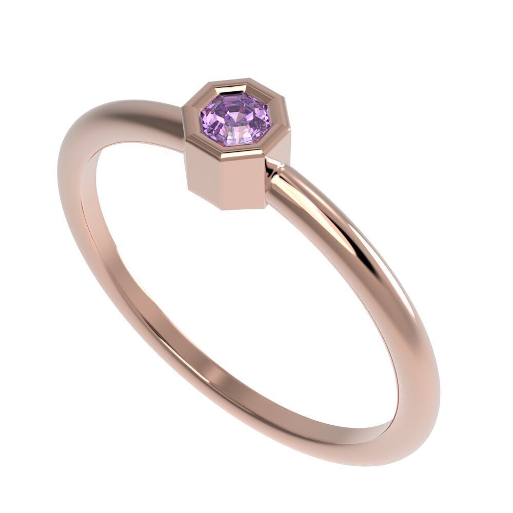 Octagon bezel ring 3D print model_8