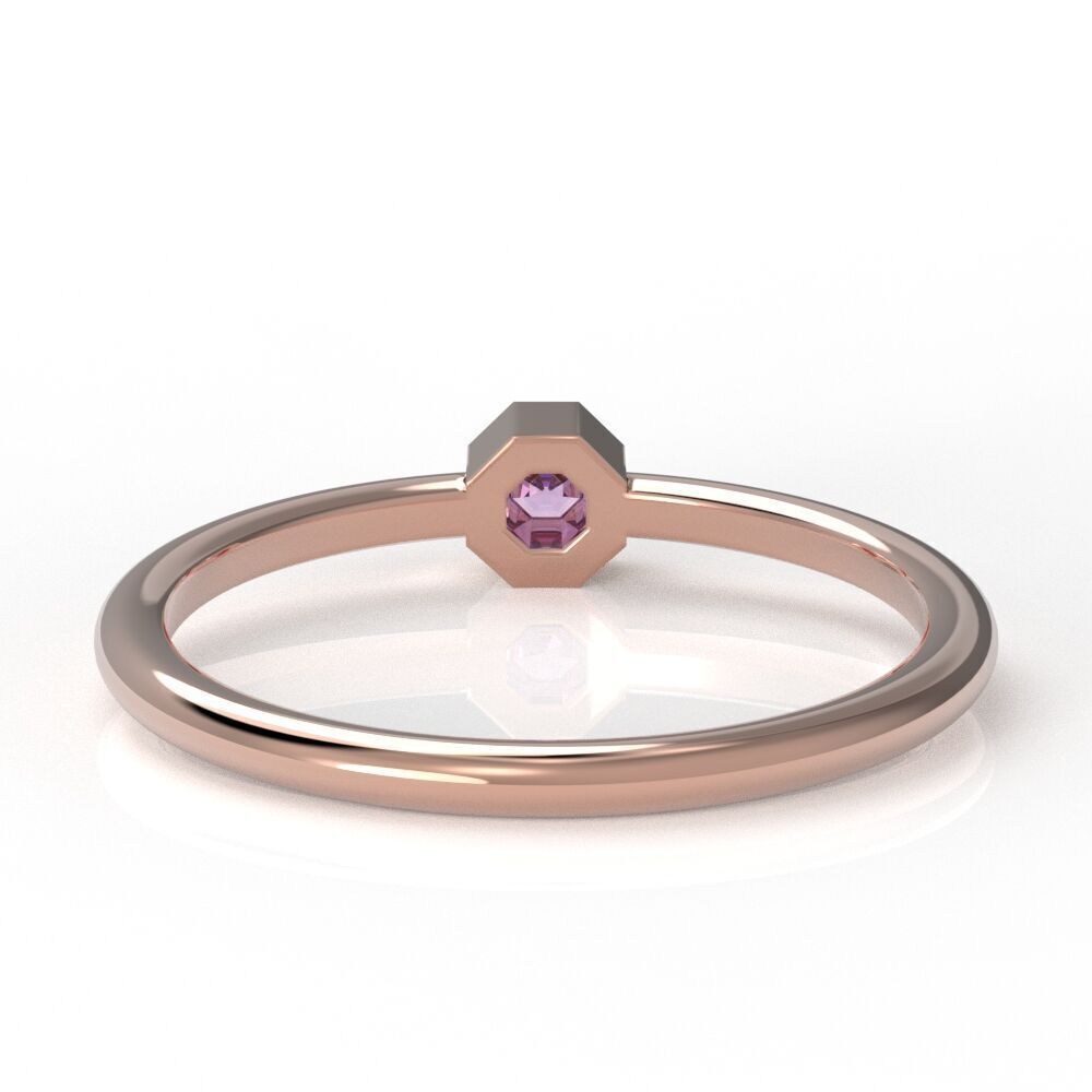 Octagon bezel ring 3D print model_12