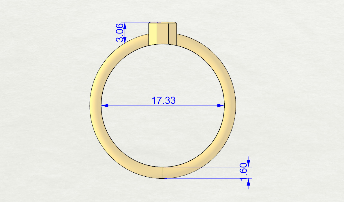 Octagon bezel ring 3D print model_3