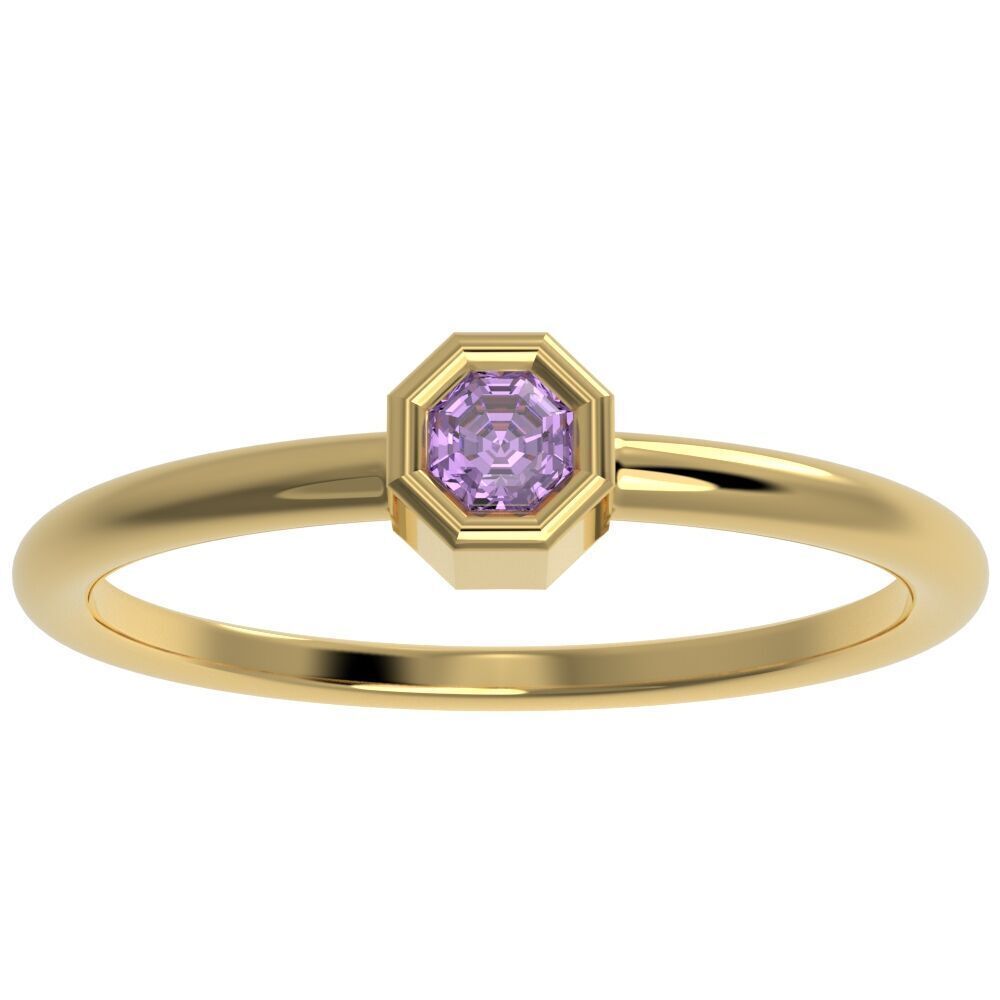 Octagon bezel ring 3D print model_25