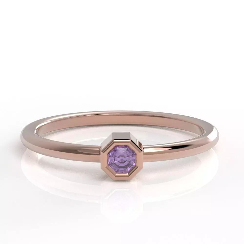 Octagon bezel ring 3D print model_0