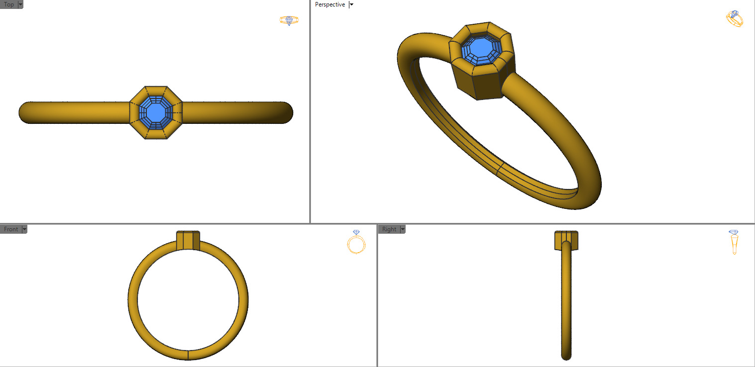 Octagon bezel ring 3D print model_20