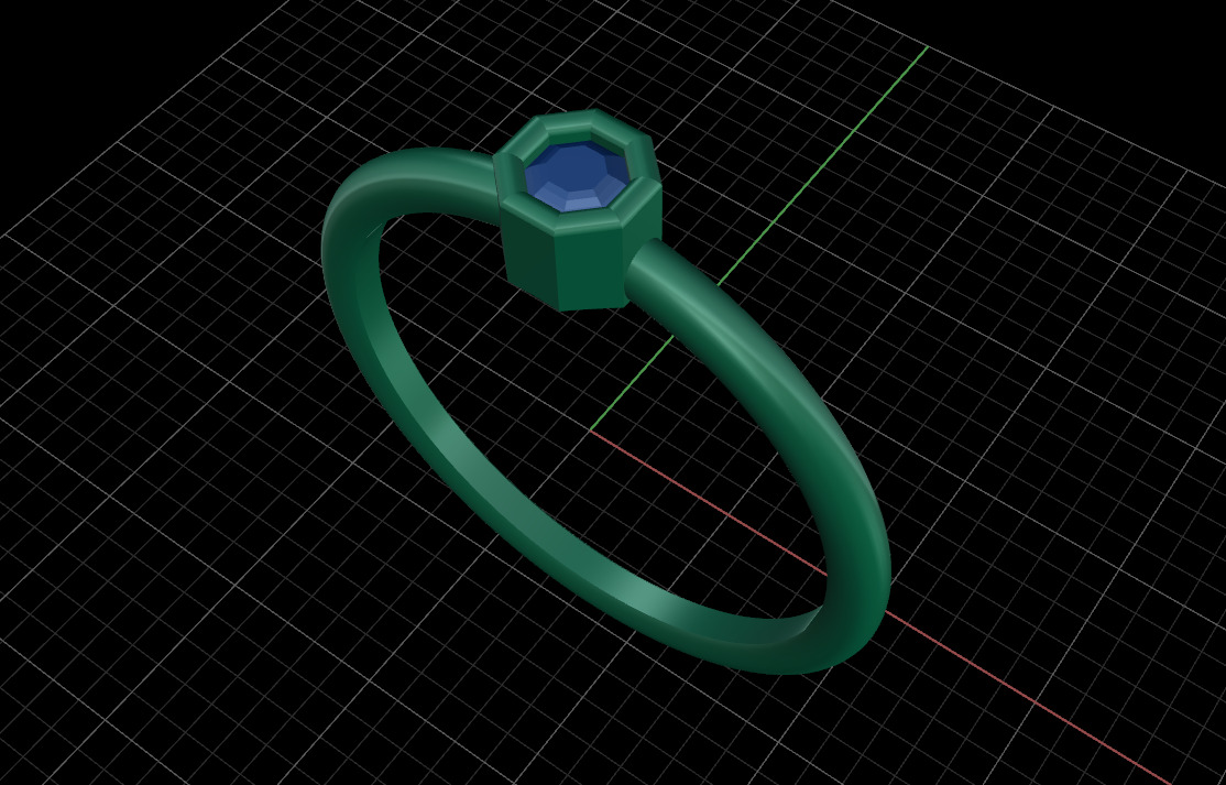 Octagon bezel ring 3D print model_24