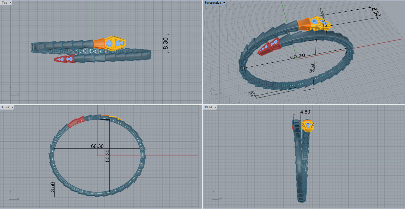 Snake Bracelet 29158 3D print model_6