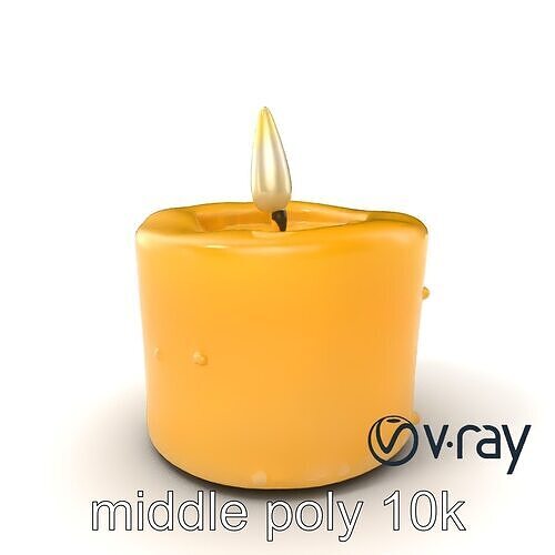 Cozy Candle with Textured Wax Surface model pack Low-poly 3D model