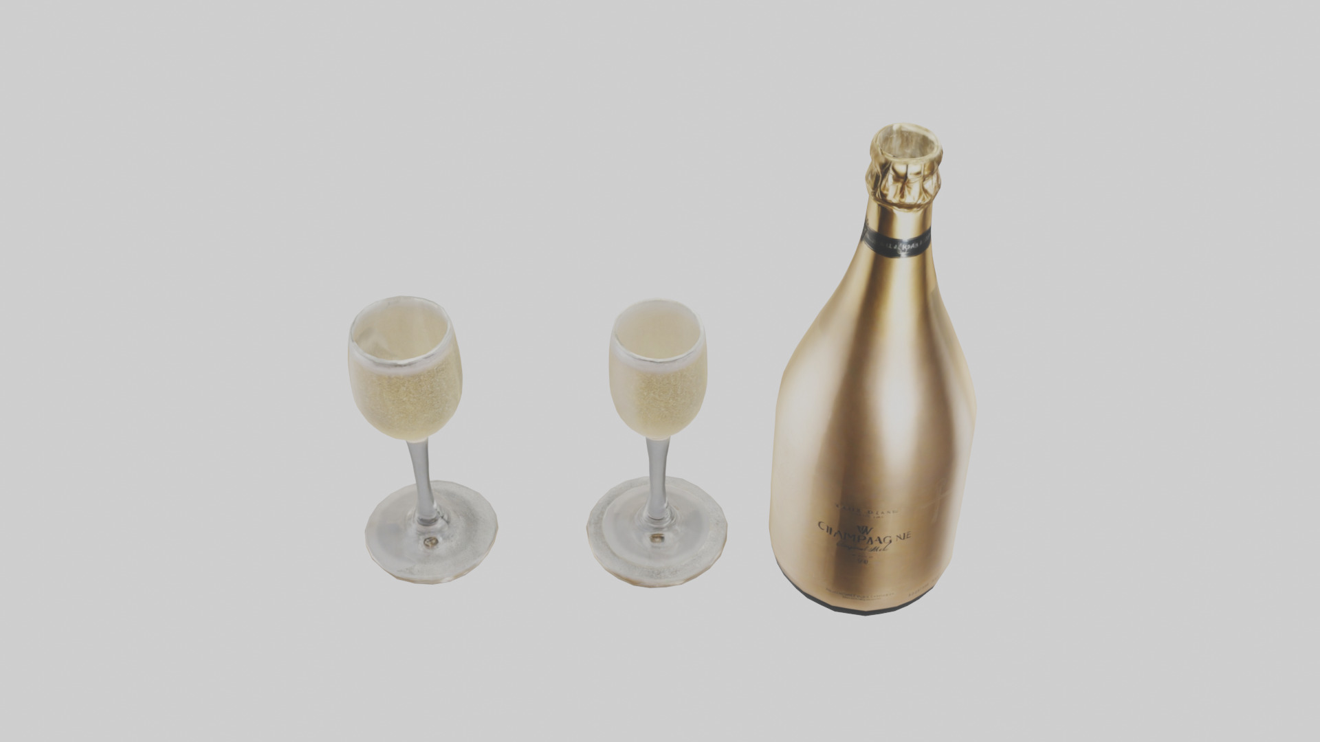 Champagne model Low-poly 3D model_26