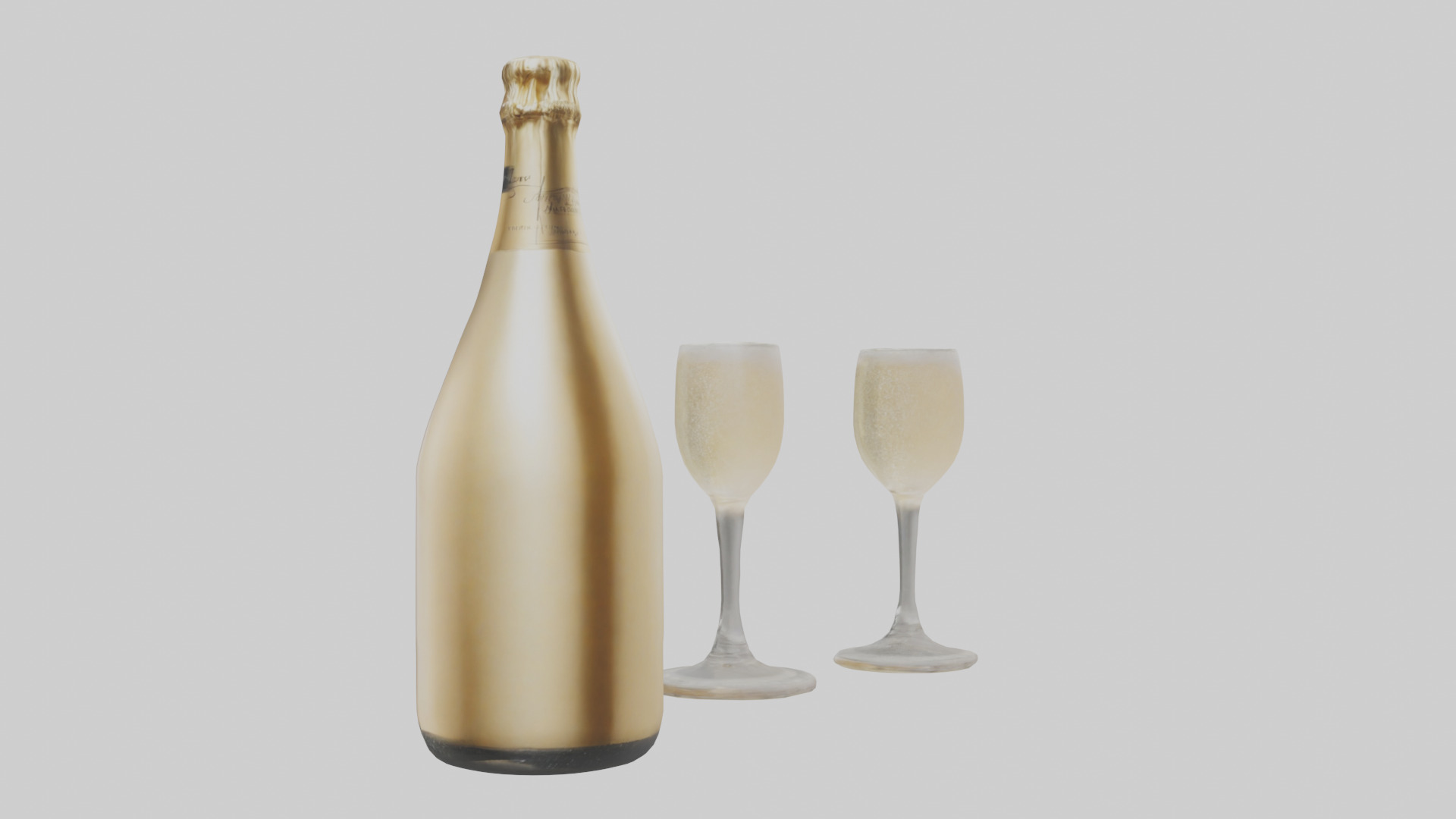 Champagne model Low-poly 3D model_1